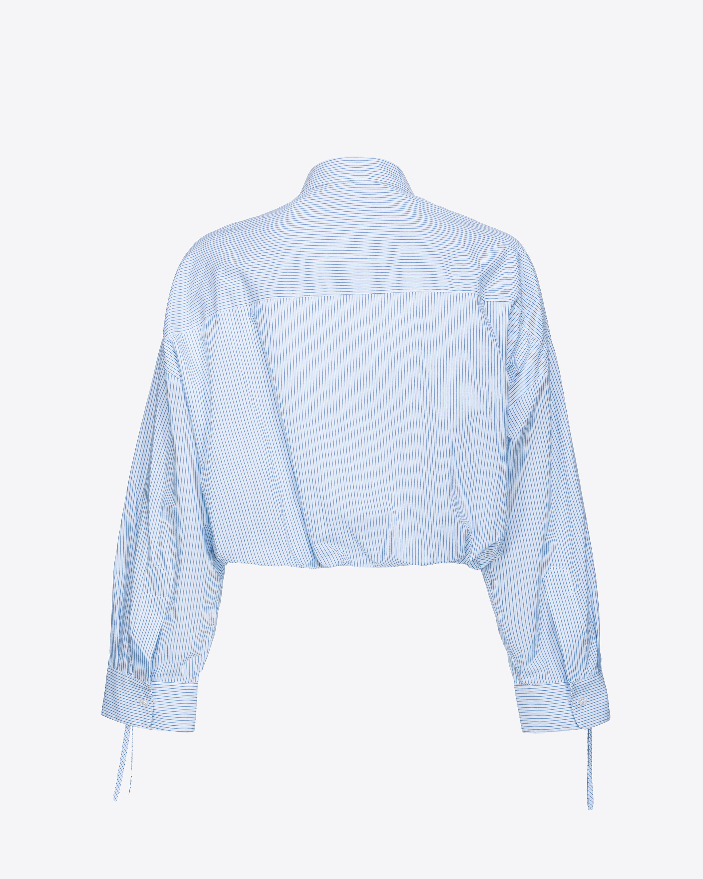 Shop Pinko Camicia Crop A Righe Colletto Gioiello In Bianco/azzurro