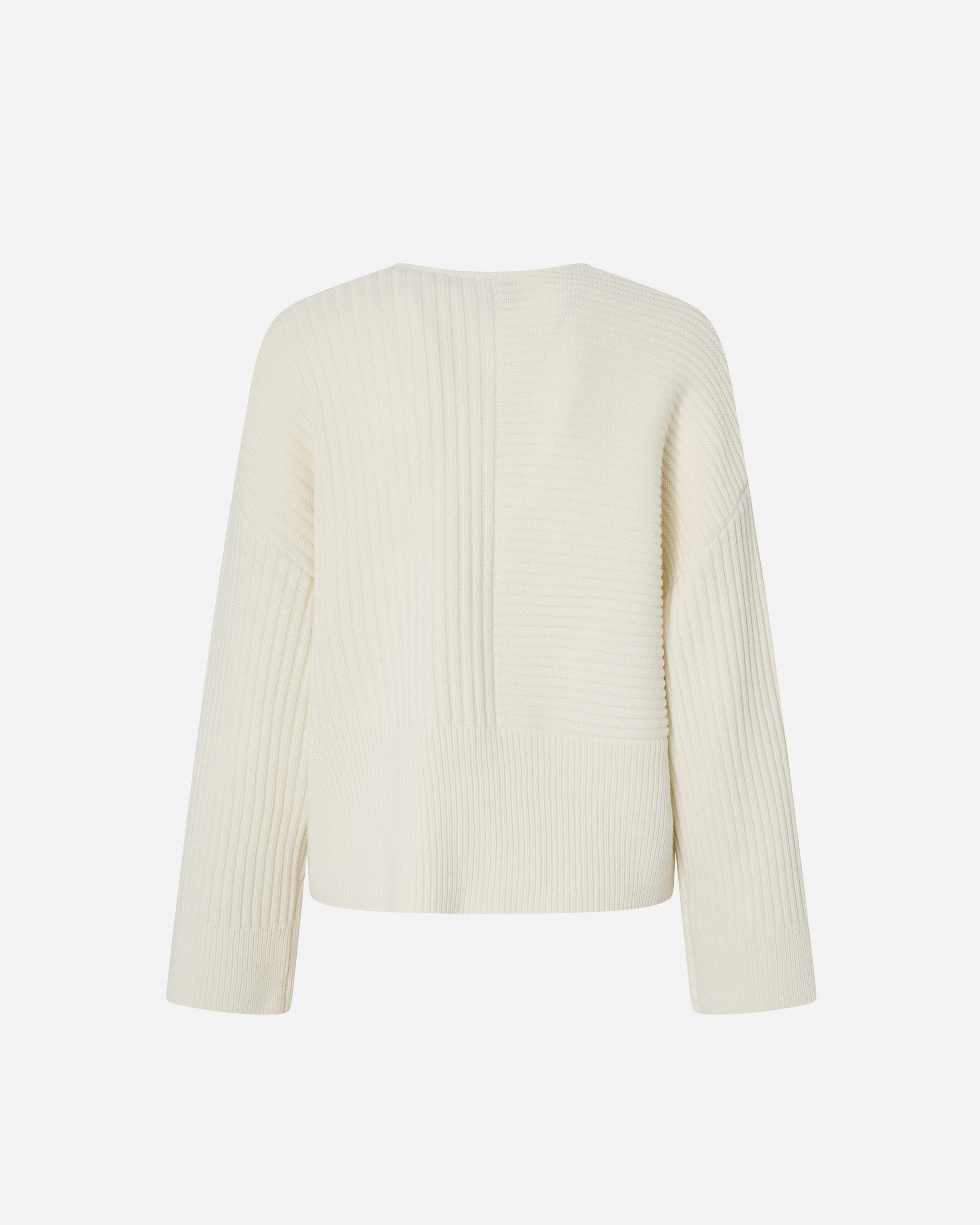 Pinko Wool And Cashmere V-neck Ribbed Sweater In Blanc Meringue