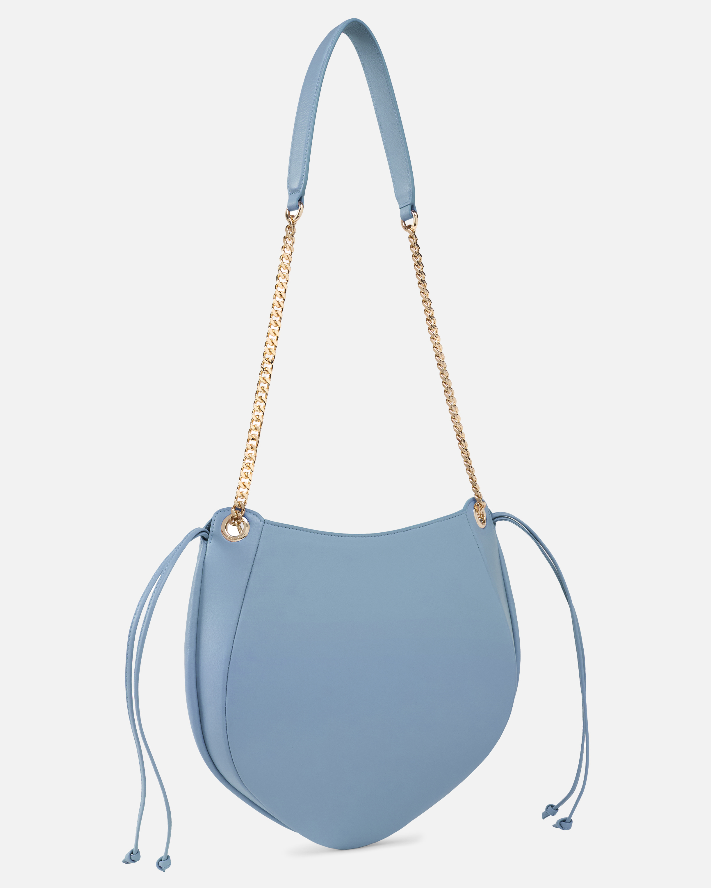 Gathered nappa leather hobo bag with chain shoulder strap
