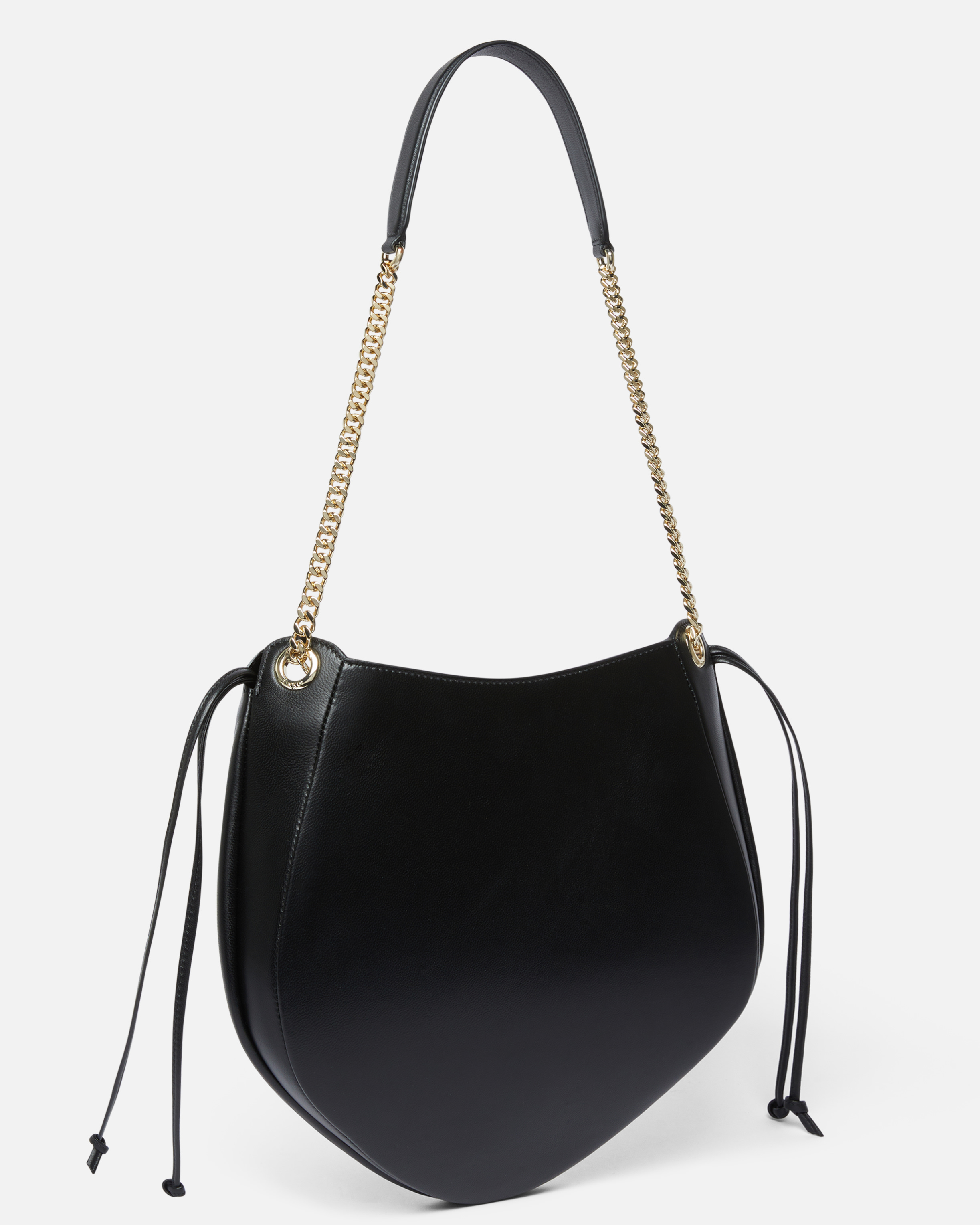Pinko Gathered Nappa Leather Hobo Bag With Chain Shoulder Strap  Galleria In Noir-or Clair