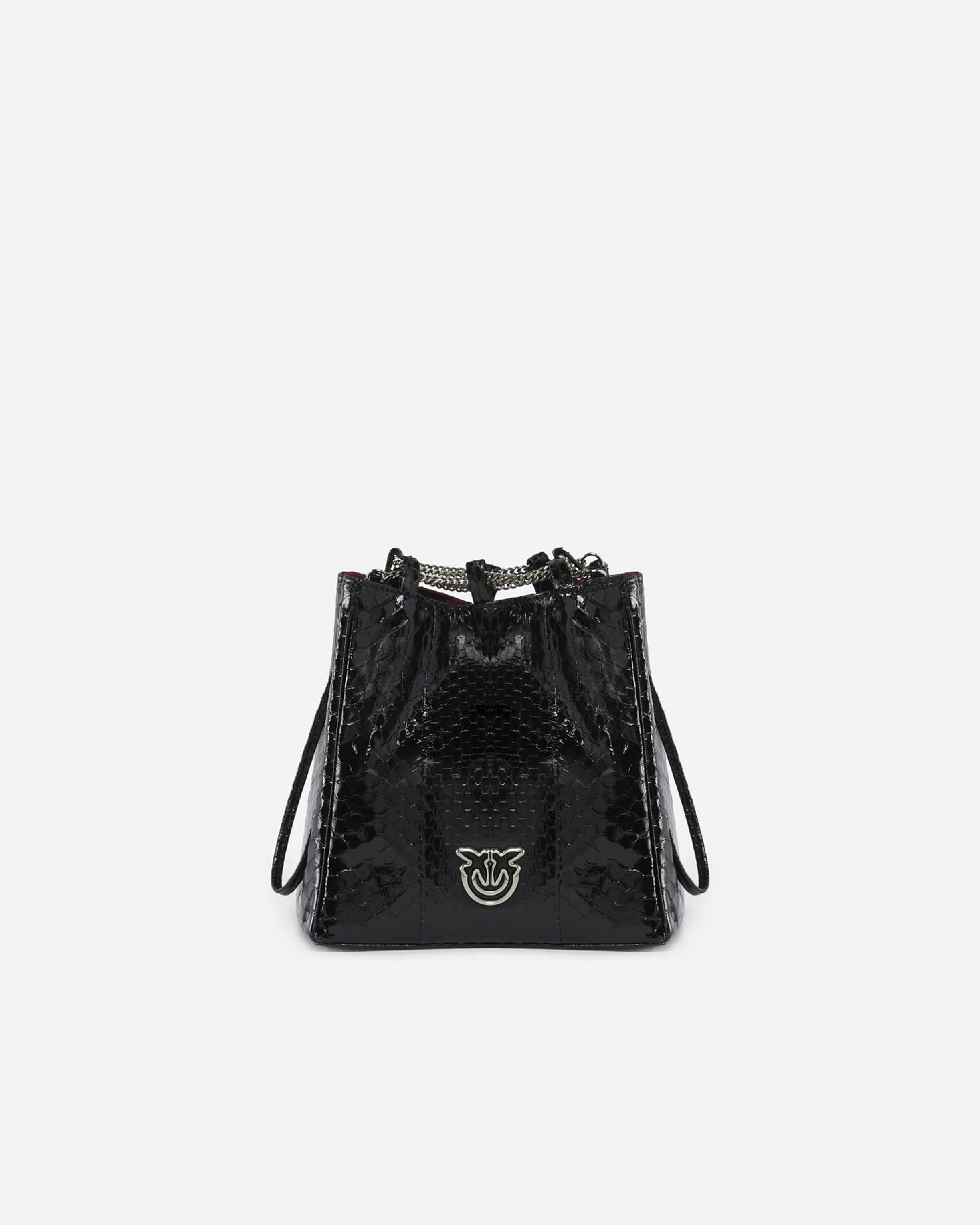 Pinko Drawstring Shoulder Bag In Black-old Silver