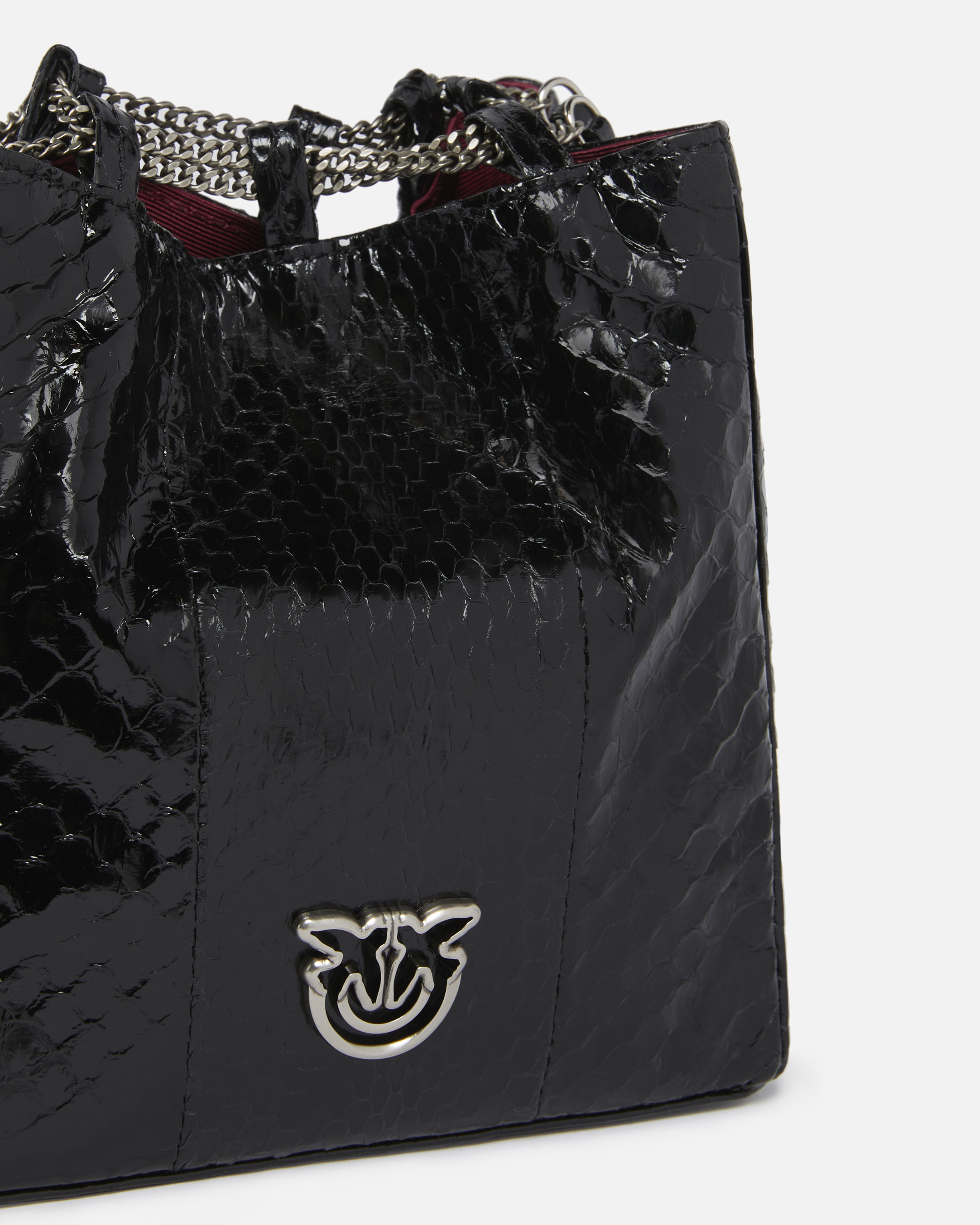Pinko Drawstring Shoulder Bag In Black-old Silver