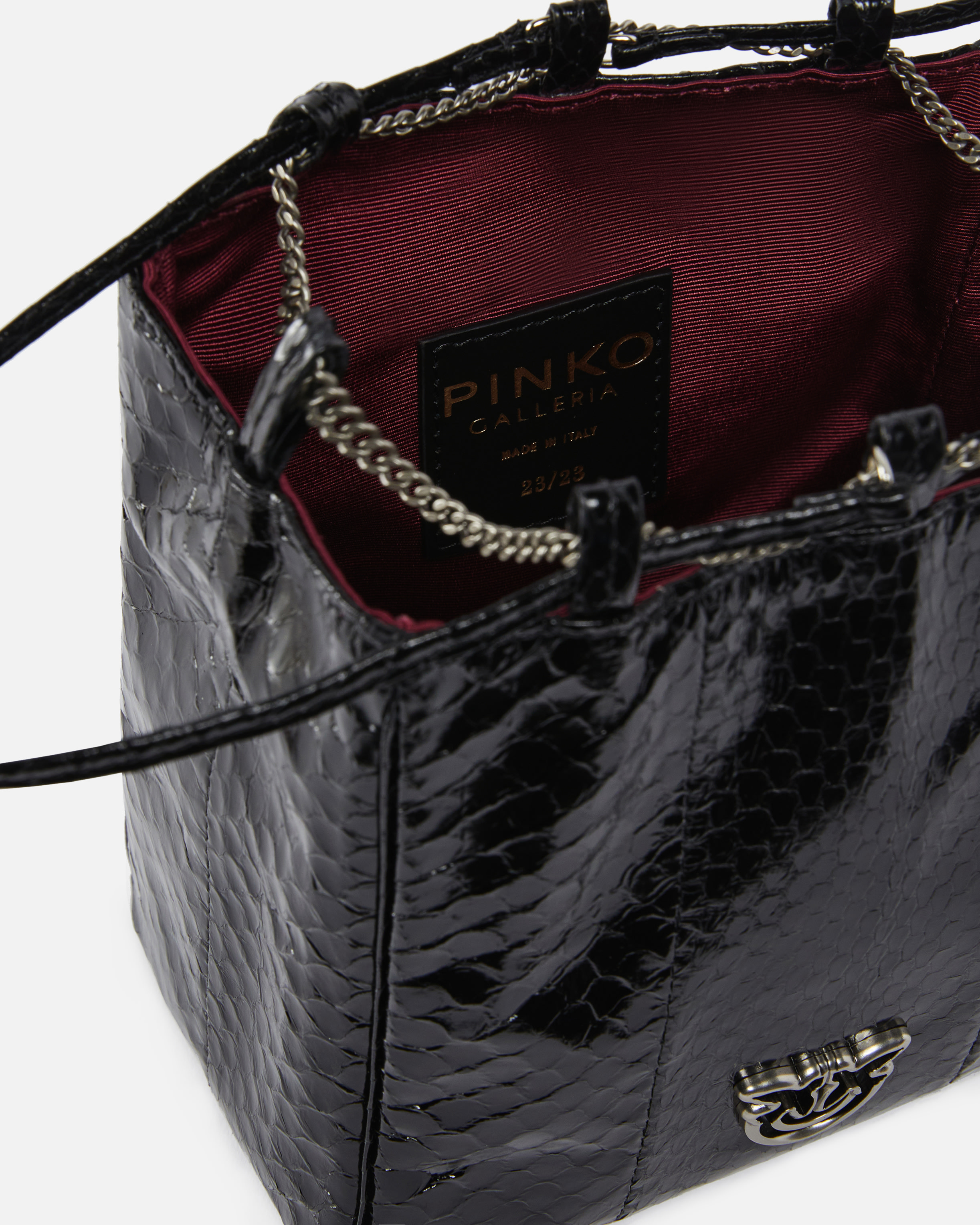 Pinko Drawstring Shoulder Bag In Black-old Silver
