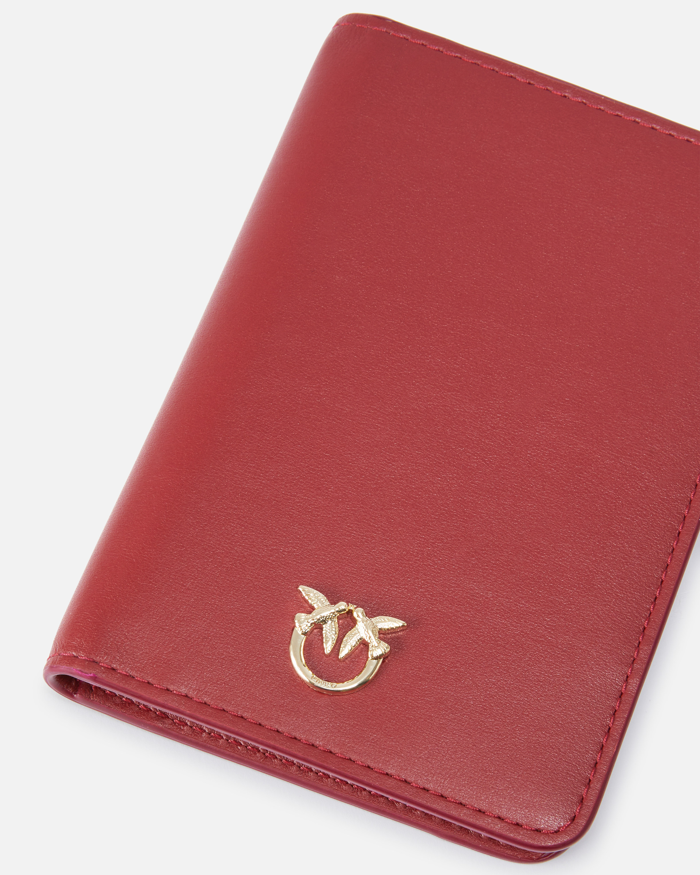 Pinko Smooth Leather Passport Holder  Galleria. In Cordovan Tan-light Gold