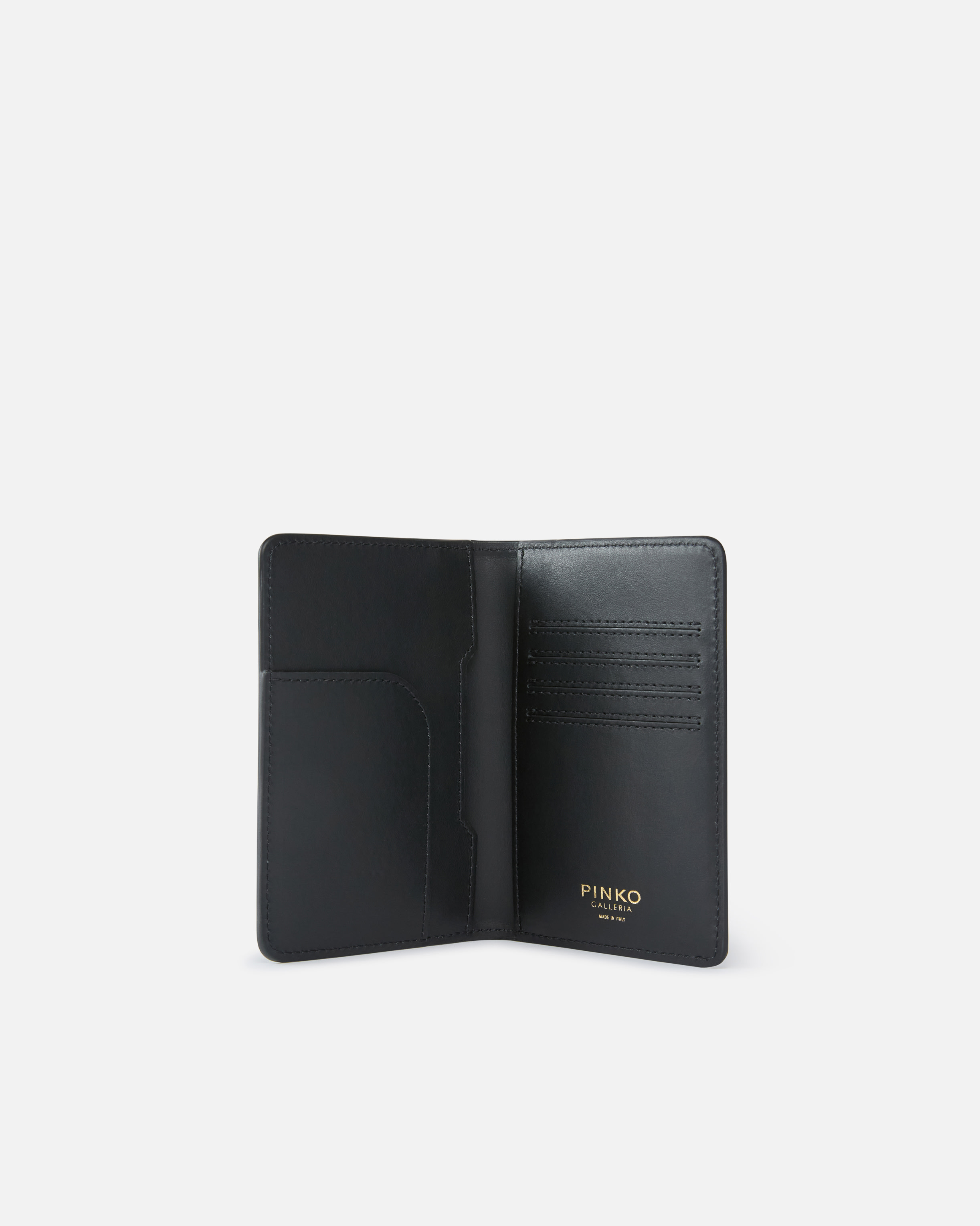 Pinko Smooth Leather Passport Holder  Galleria. In Nero-light Gold