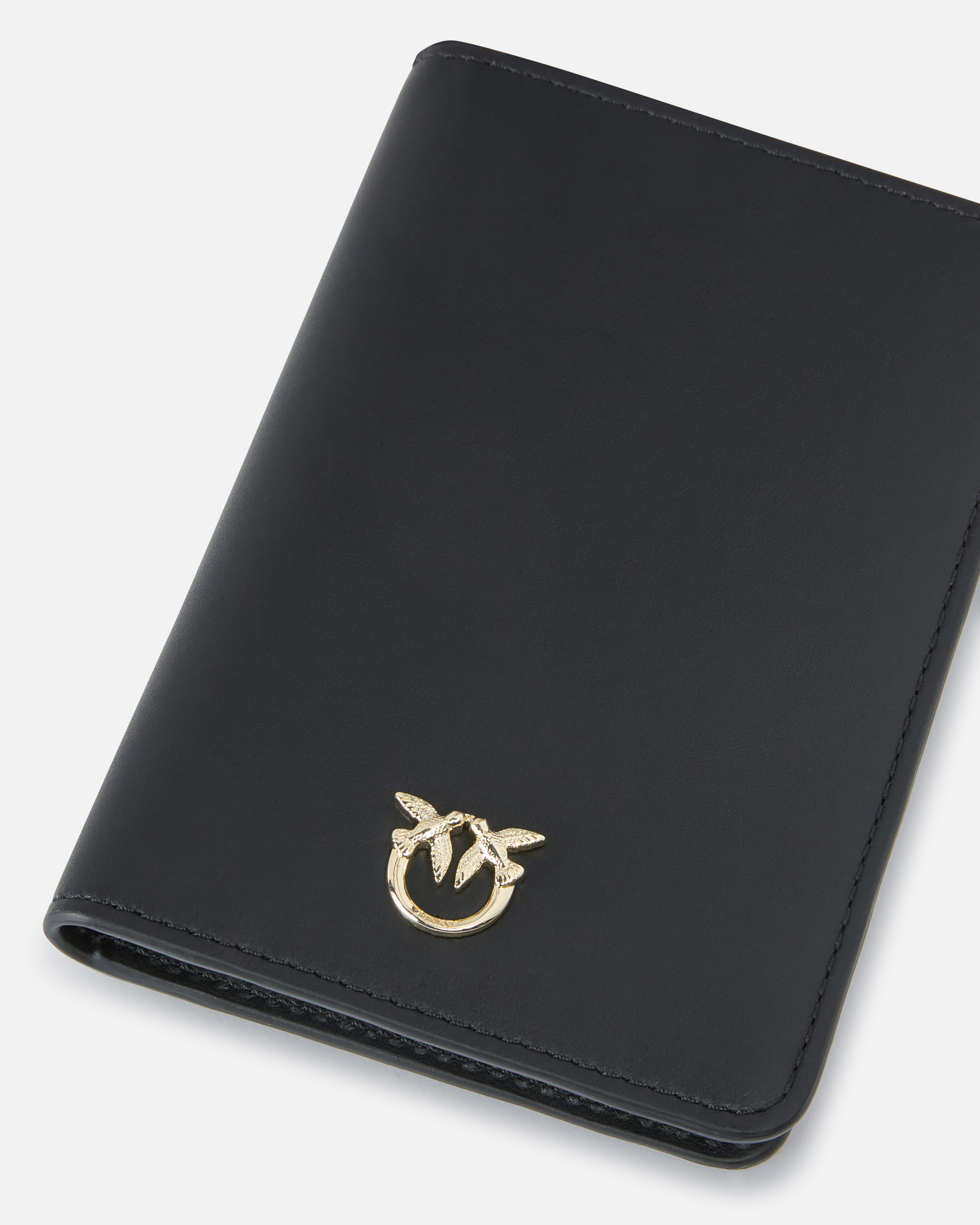 Pinko Smooth Leather Passport Holder  Galleria. In Nero-light Gold