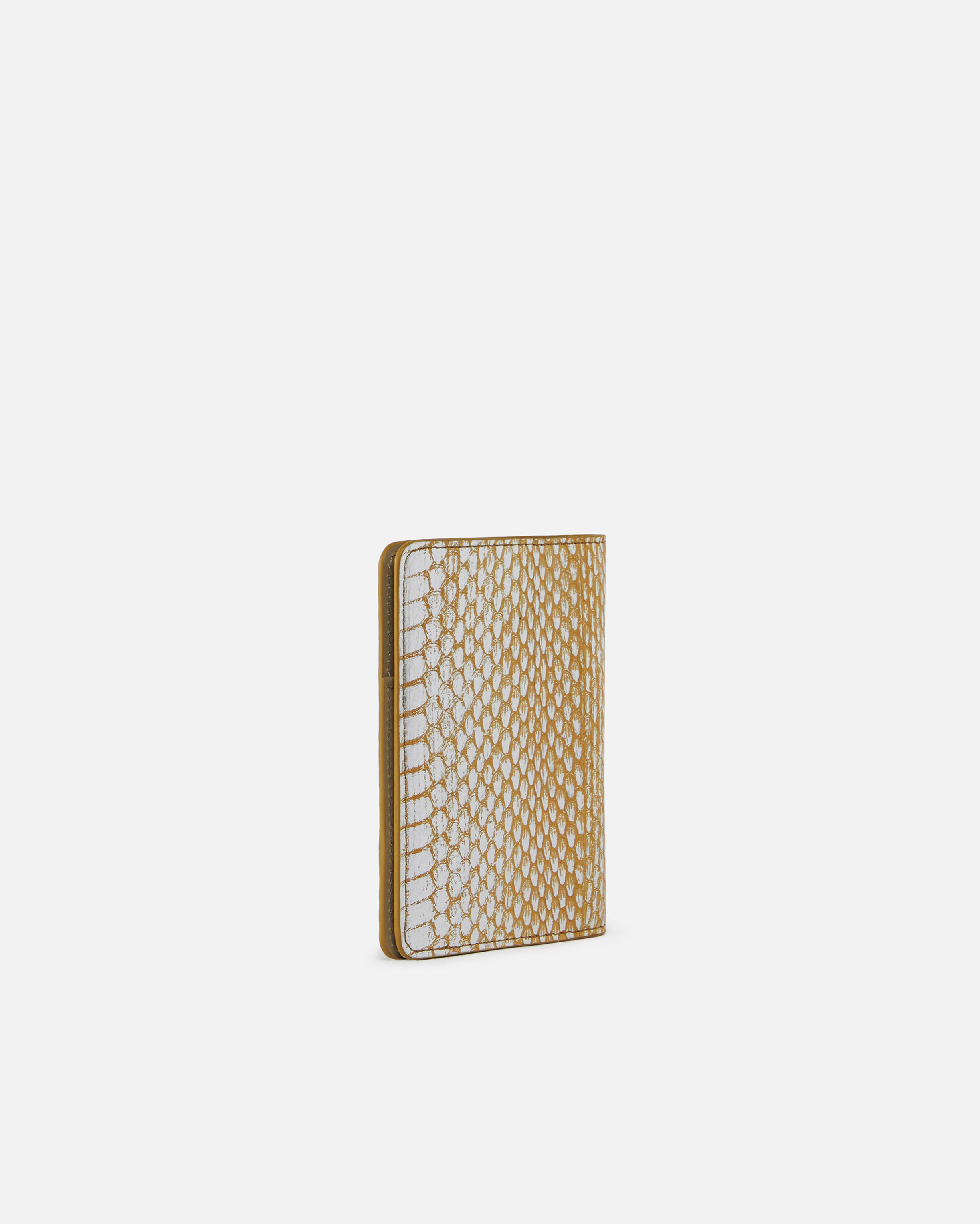 Pinko Galleria Vintage Laminated Reptile Skin Passport Holder In Gold/silver-light Gold