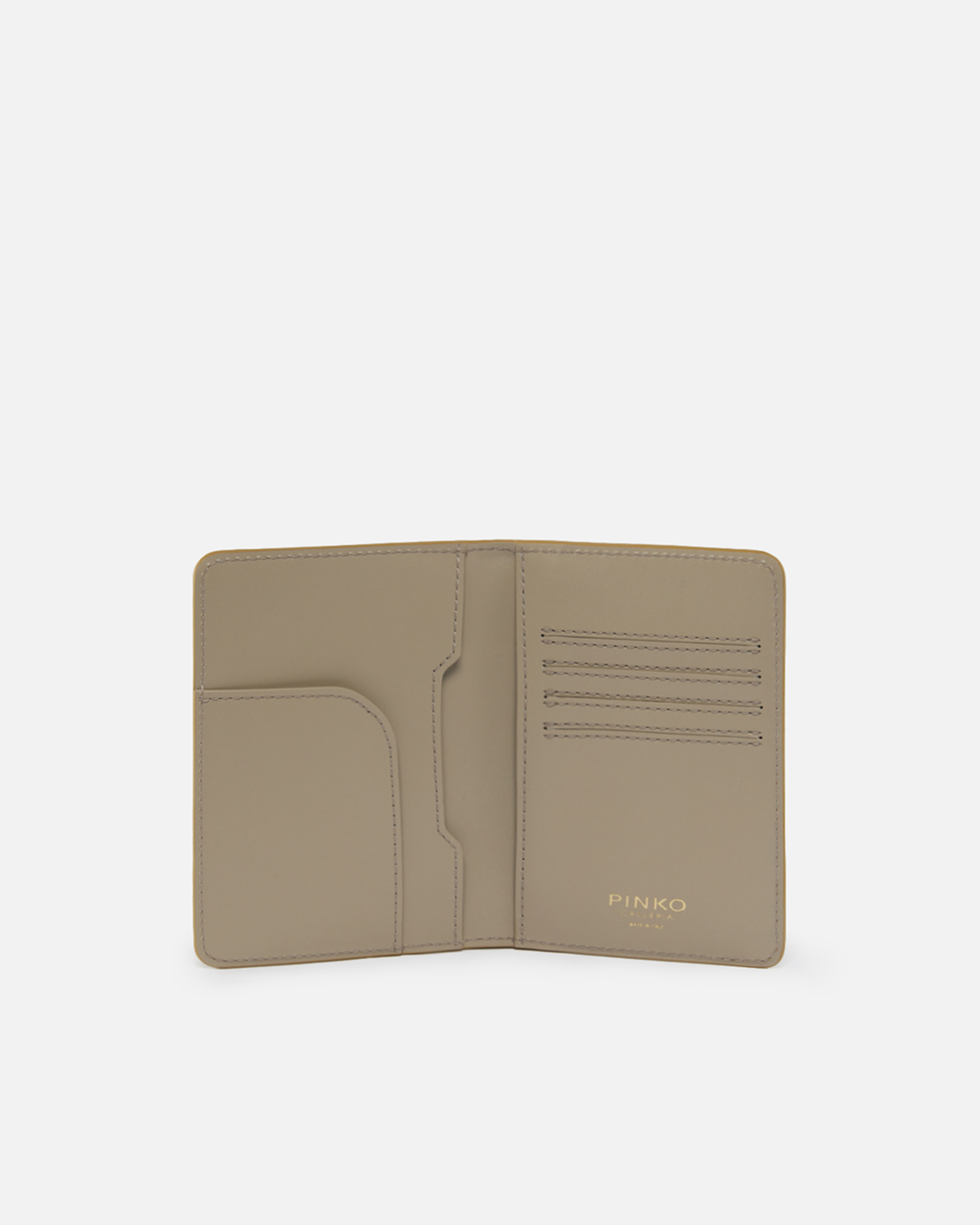 Pinko Galleria Vintage Laminated Reptile Skin Passport Holder In Gold/silver-light Gold