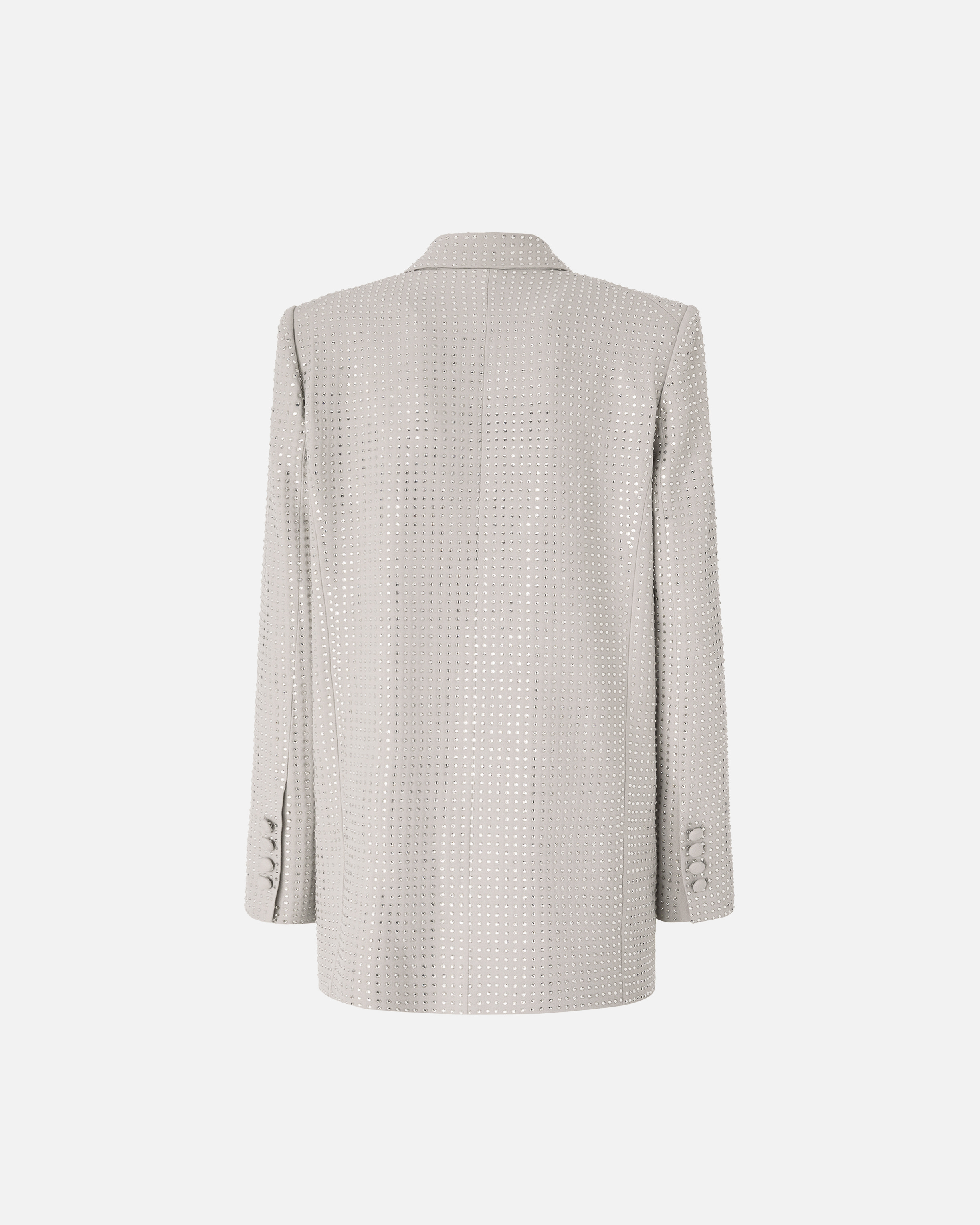 Pinko Double-breasted Rhinestone Jacket In Gray