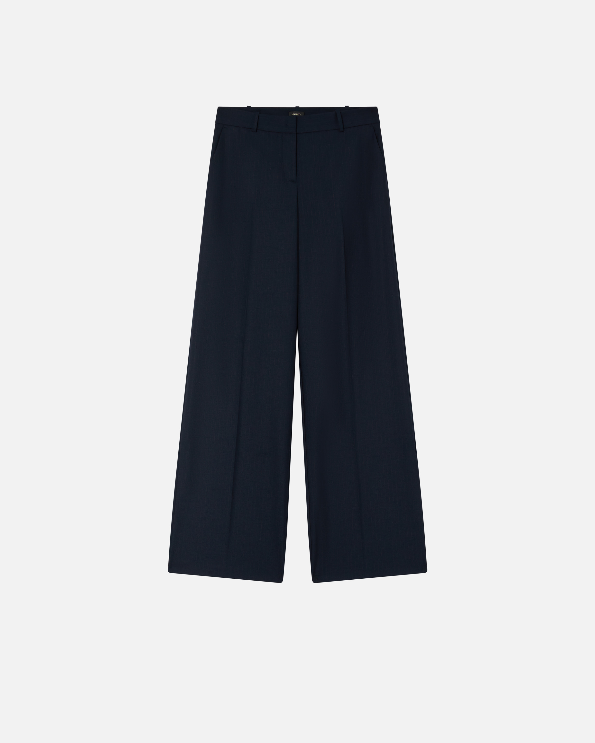 Pinko Wide-leg Trousers In Pinstriped Fabric In Blue/burgundy