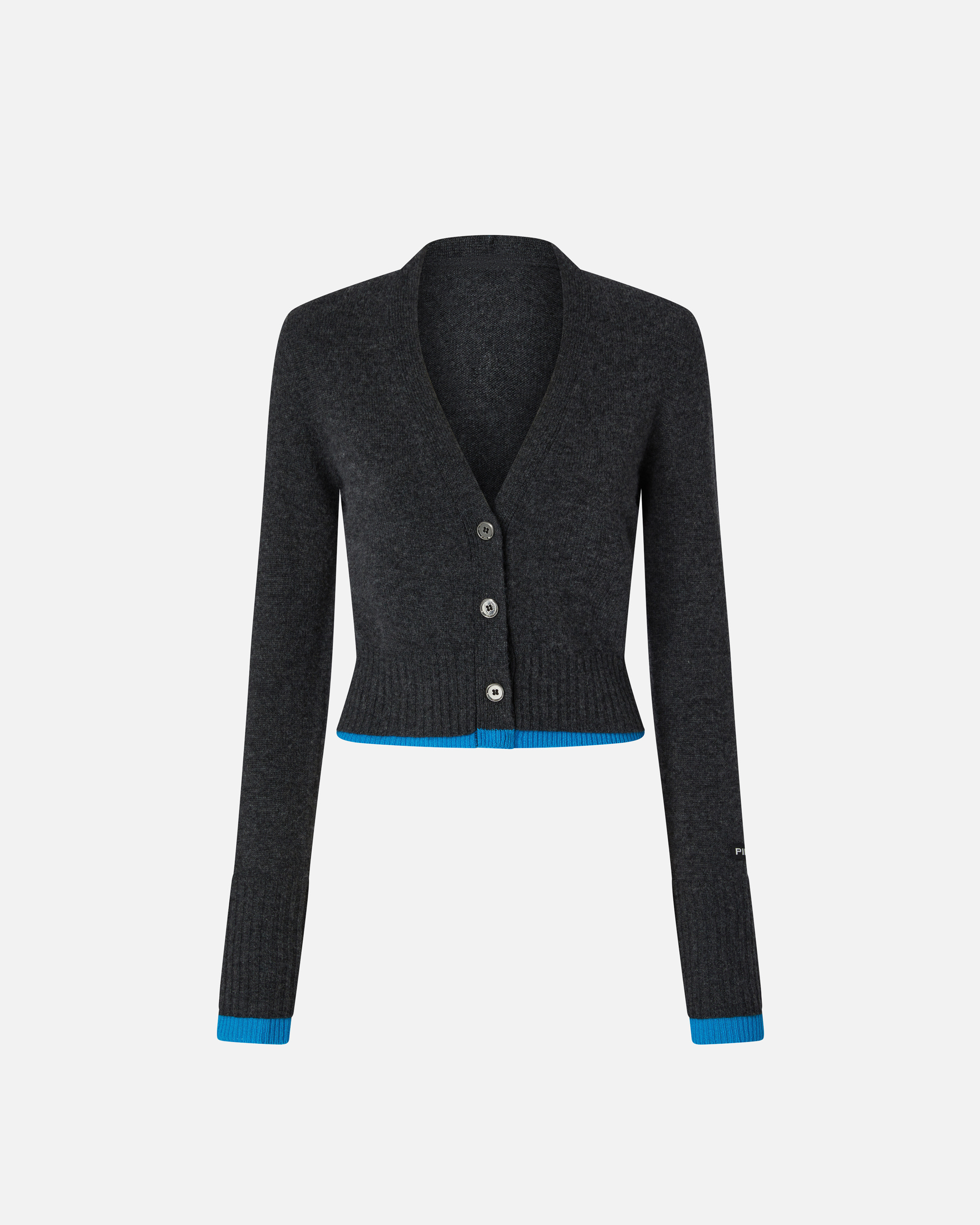 Pinko Chausie Wool Cashmere Cardigan In Grey/turquoise