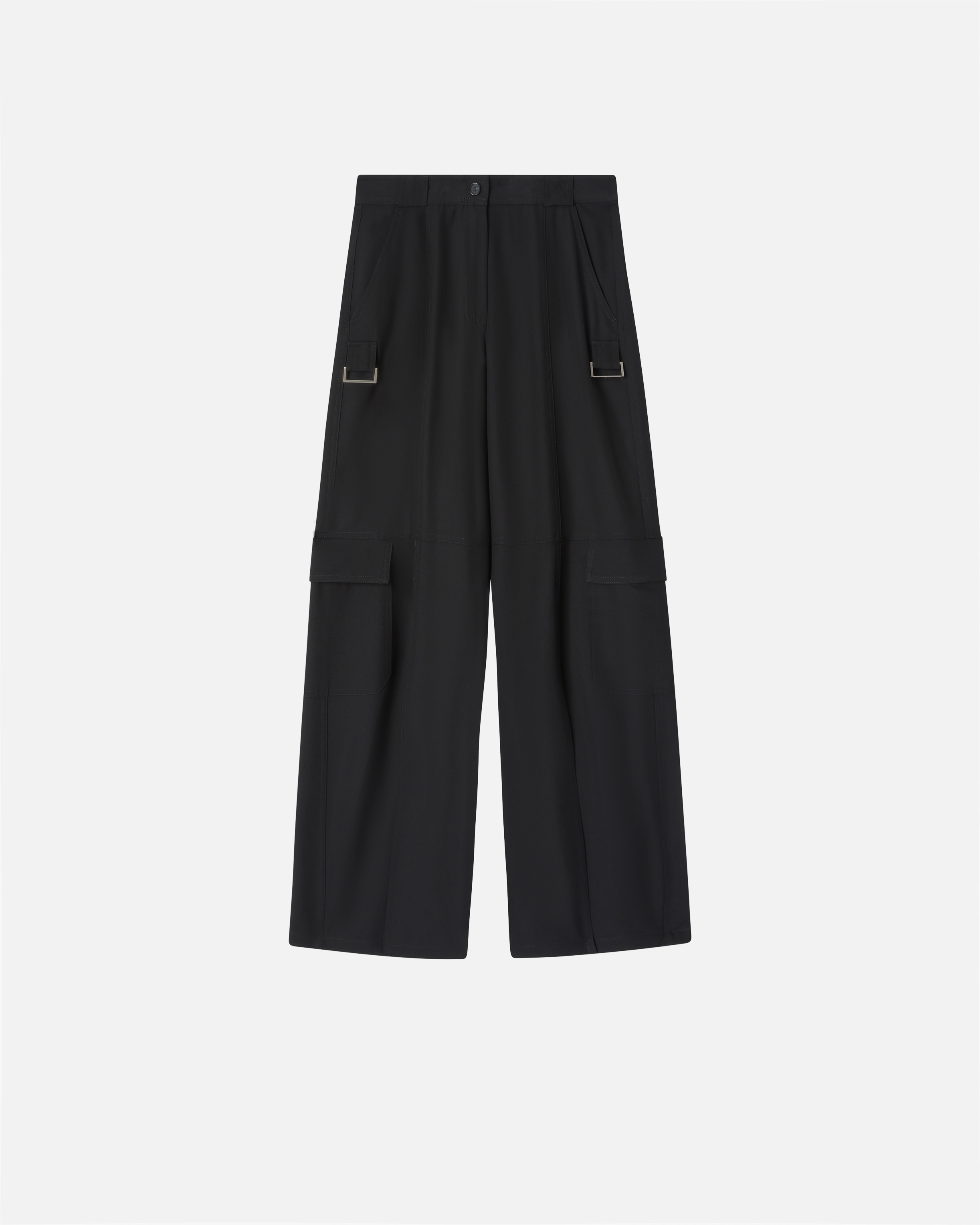 Pinko Pantalon Cargo Large Et Fluide In Noir Limousine