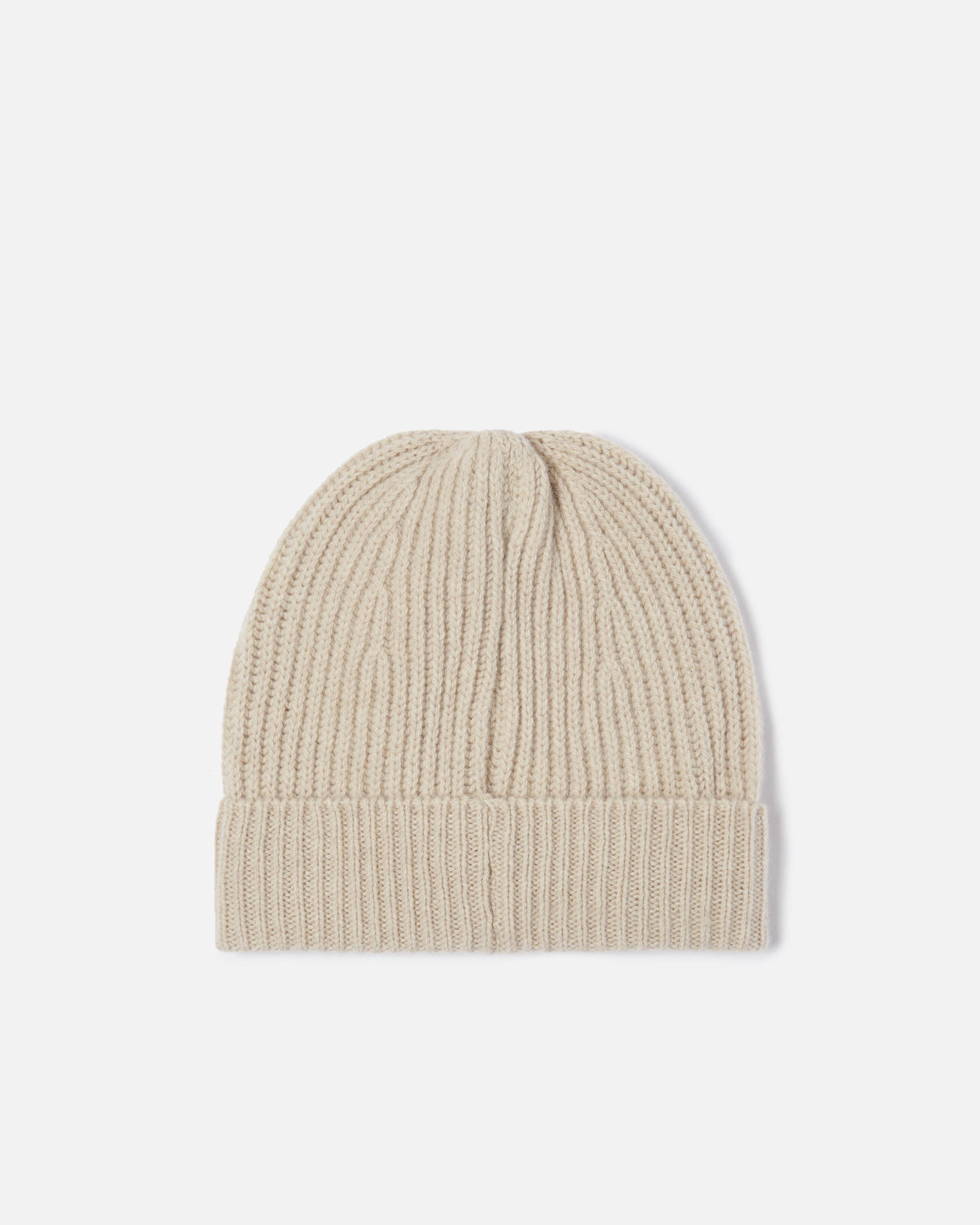 Шапка из шерсти в рубчик с логотипом - БЕЖЕВЫЙ - large