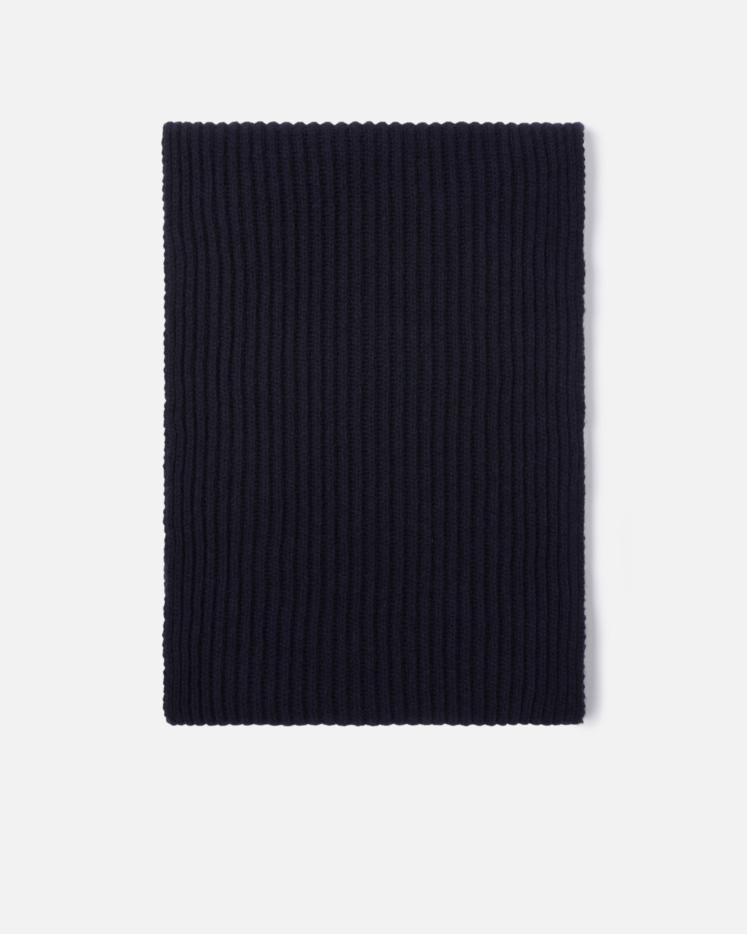 Шарф из шерсти и кашемира в резинку - СИНИЙ - large
