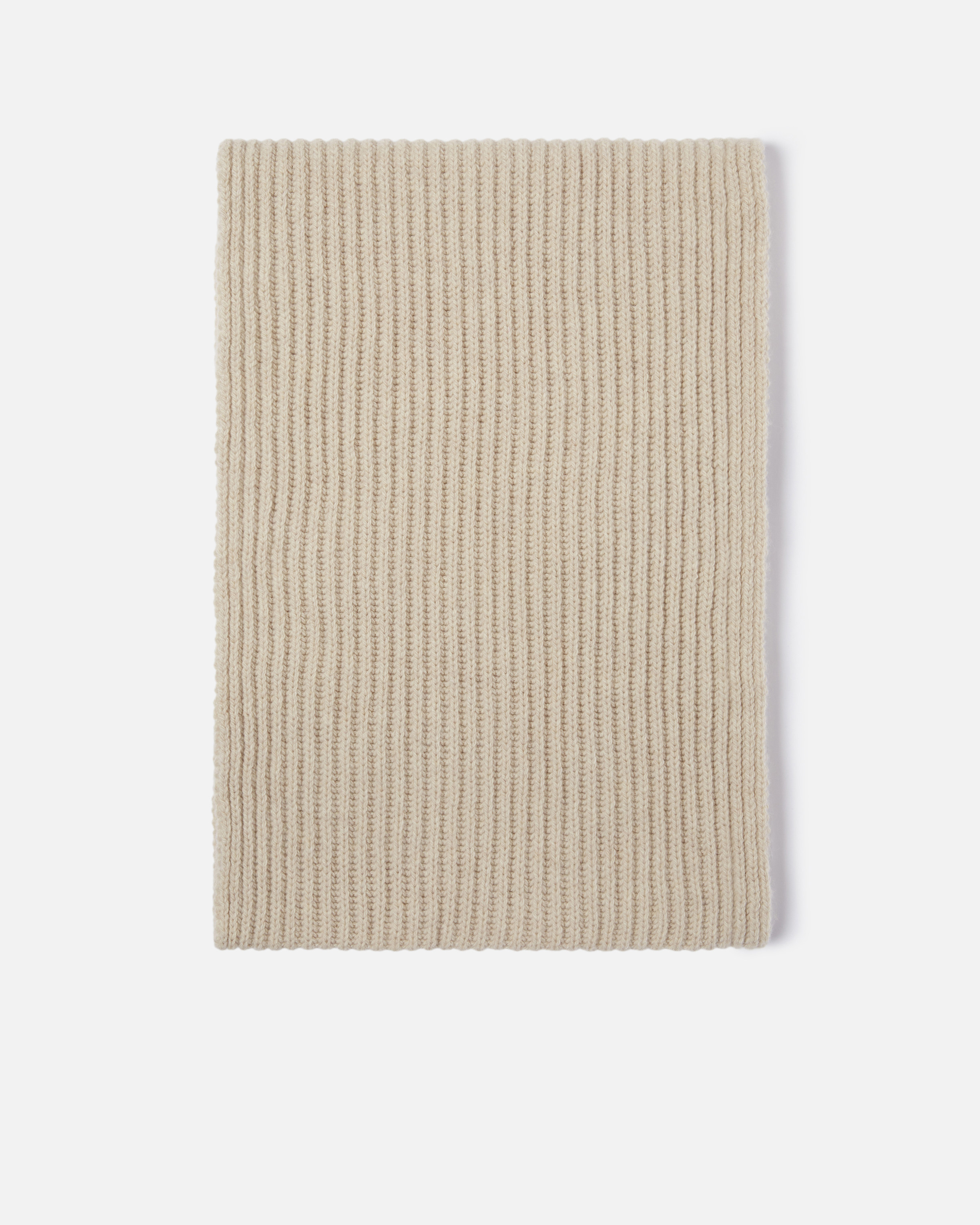 Шарф из шерсти и кашемира в резинку - БЕЖЕВЫЙ - large