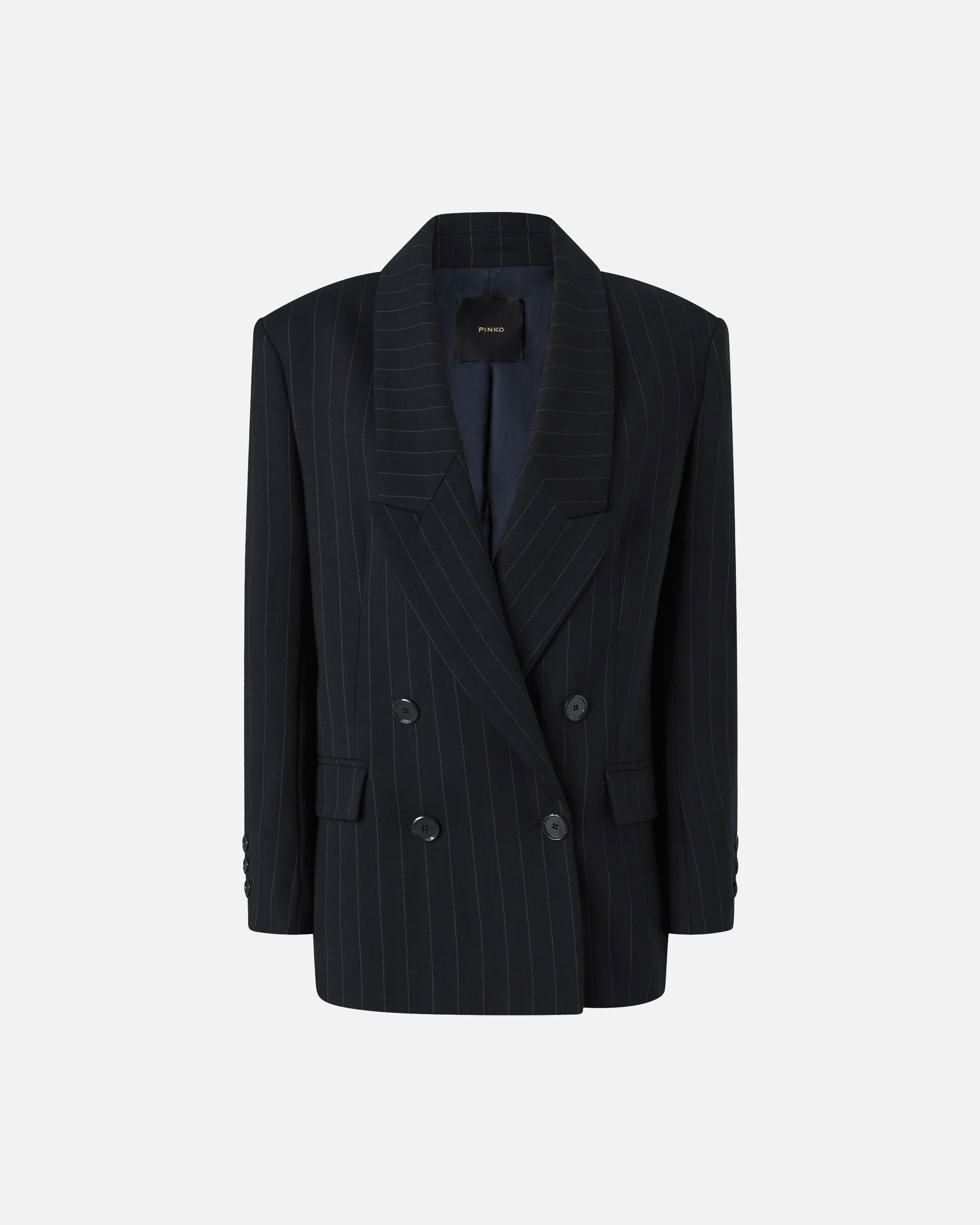 Pinko Double-breasted Pinstriped Wool Blazer In Multi