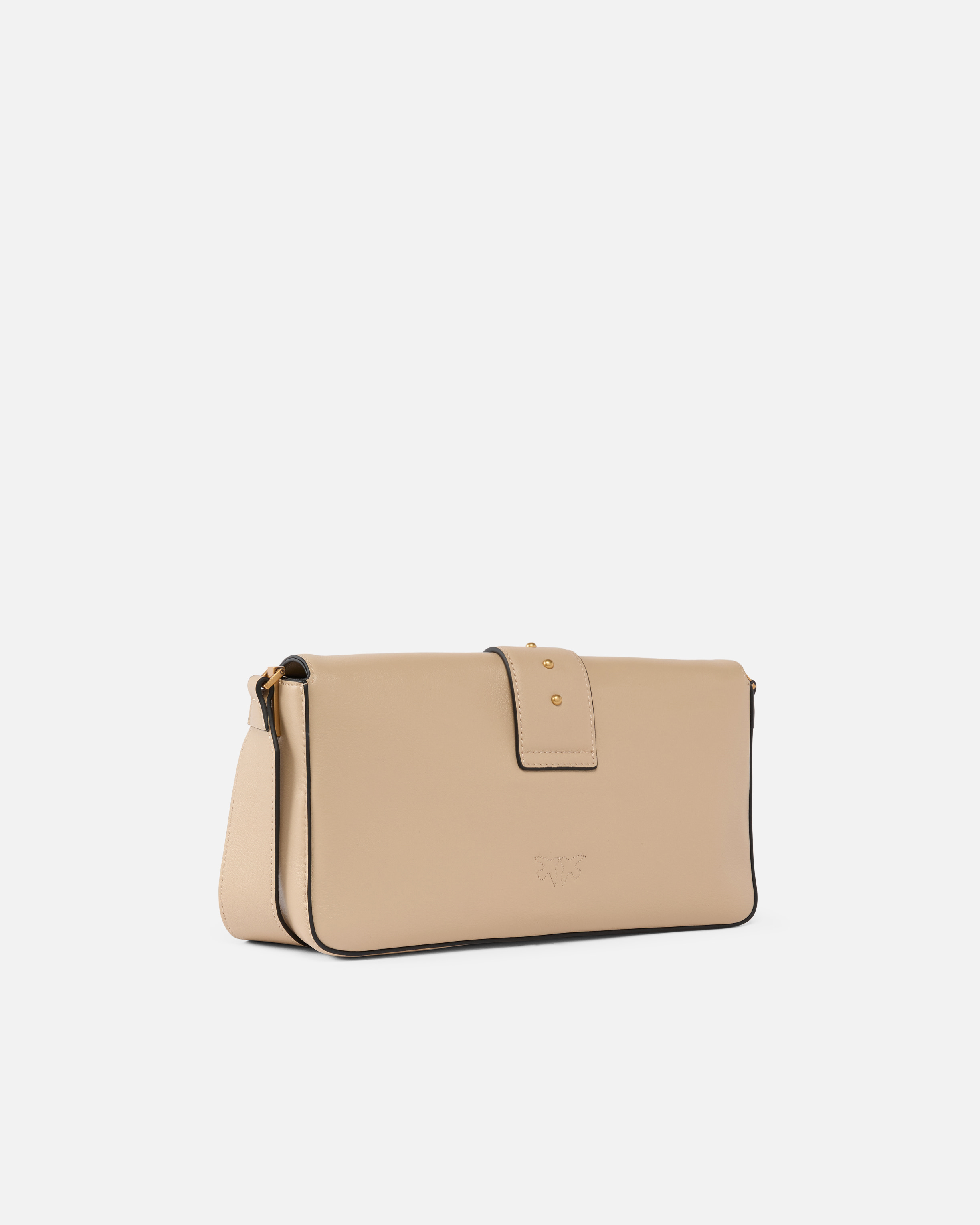 Pinko Soft Leather Love Bag Large Shoulder Bag In Beige-smoke Grey-antique Gold