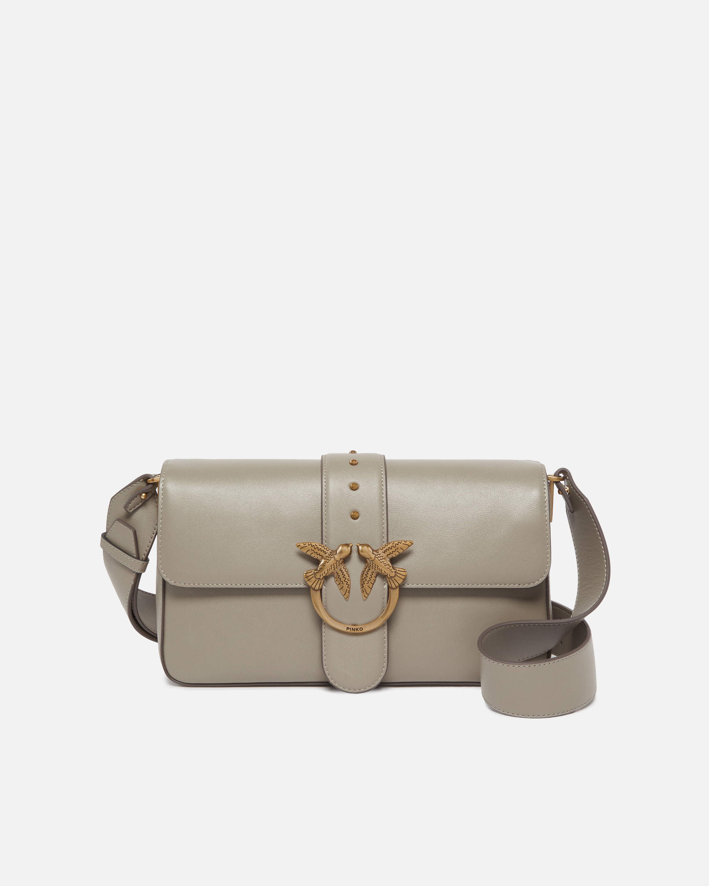 Pinko Love Bag Large Soft Shoulder Bag In Leather In Gray