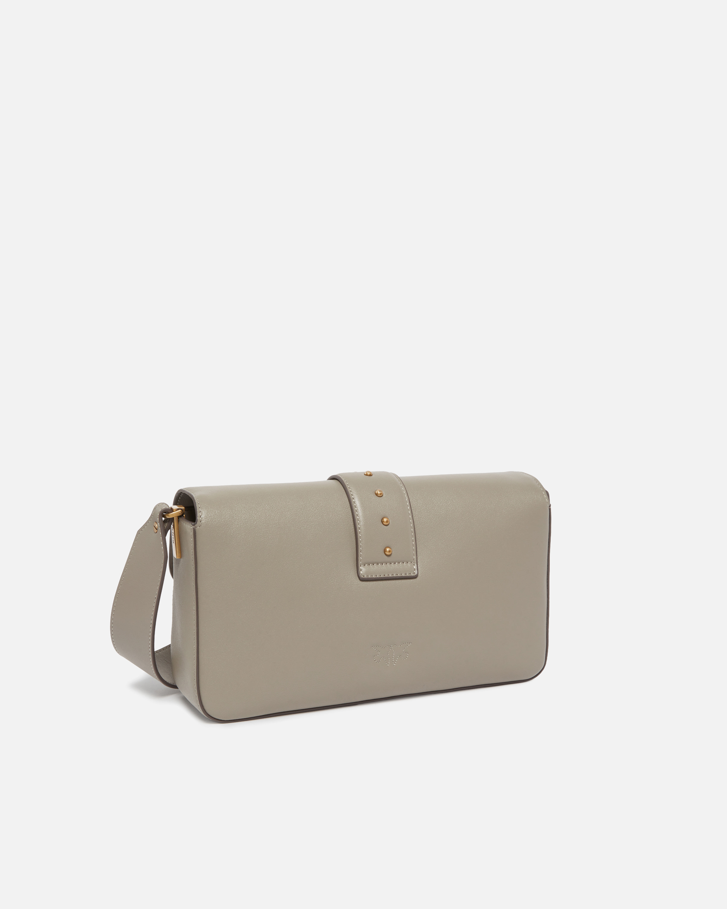 Pinko Love Bag Large Soft Shoulder Bag In Leather In Gray