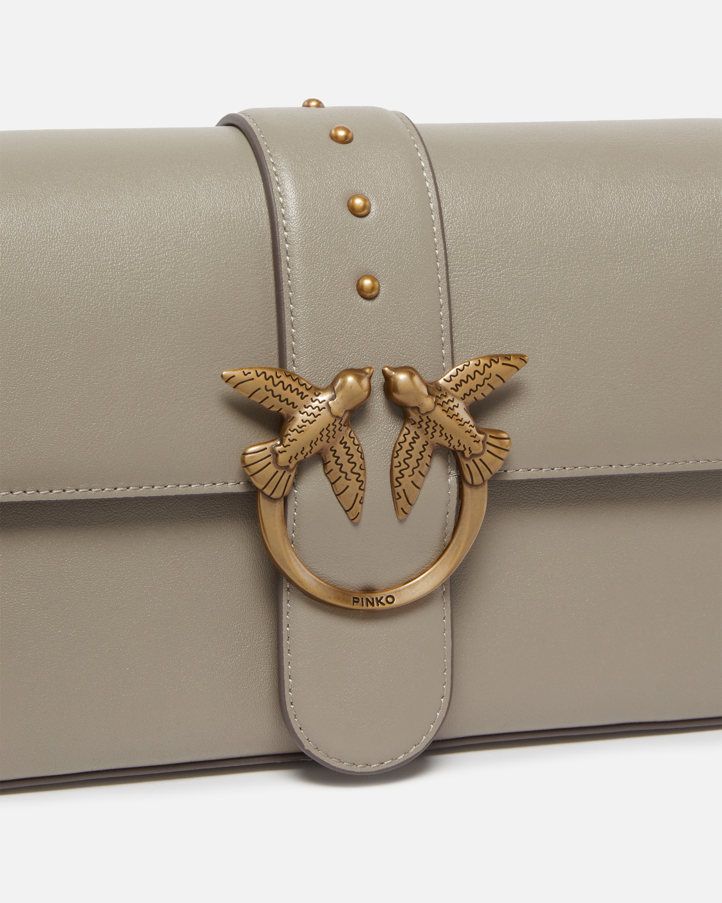 Pinko Love Bag Large Soft Shoulder Bag In Leather In Gray