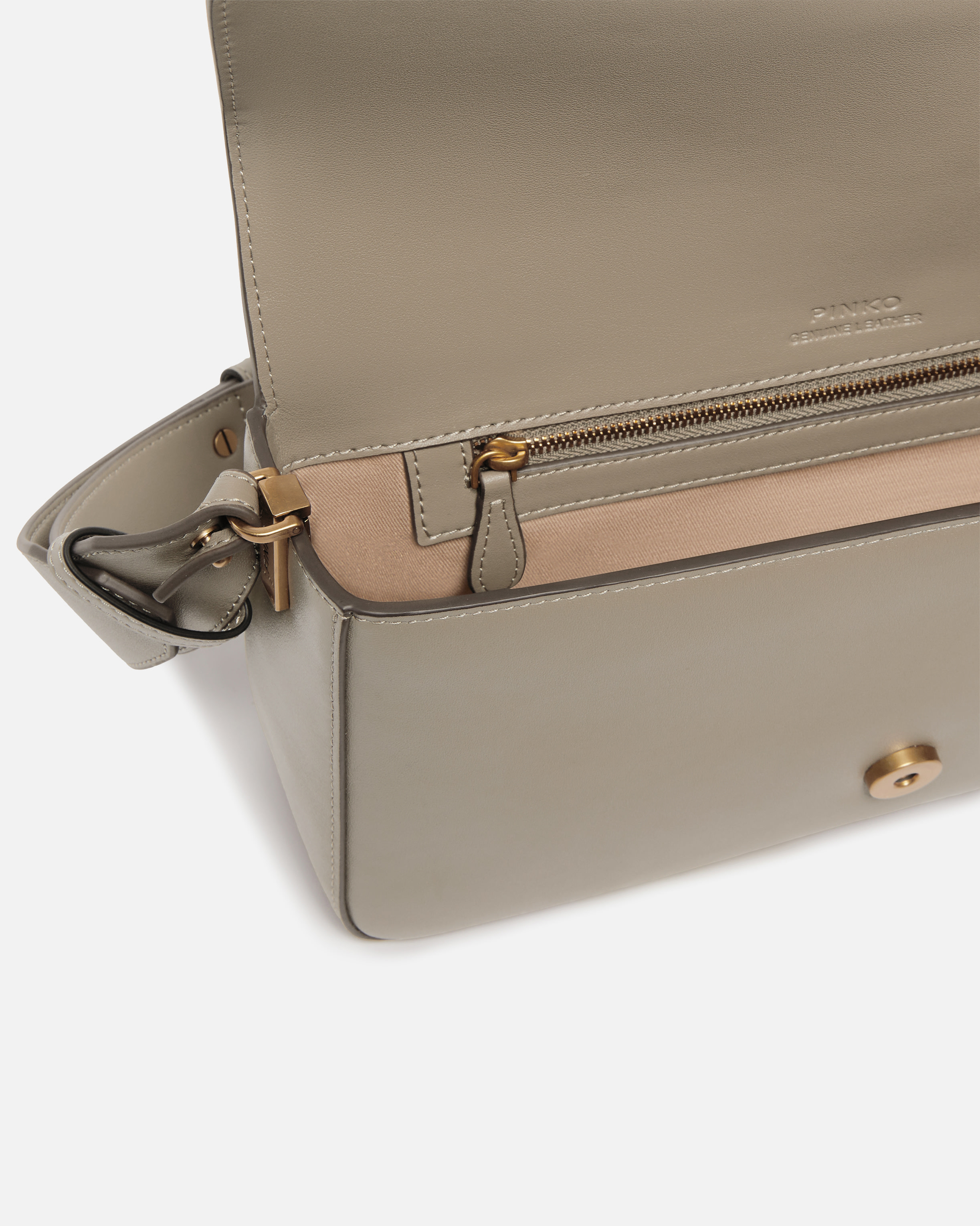 Pinko Love Bag Large Soft Shoulder Bag In Leather In Gray