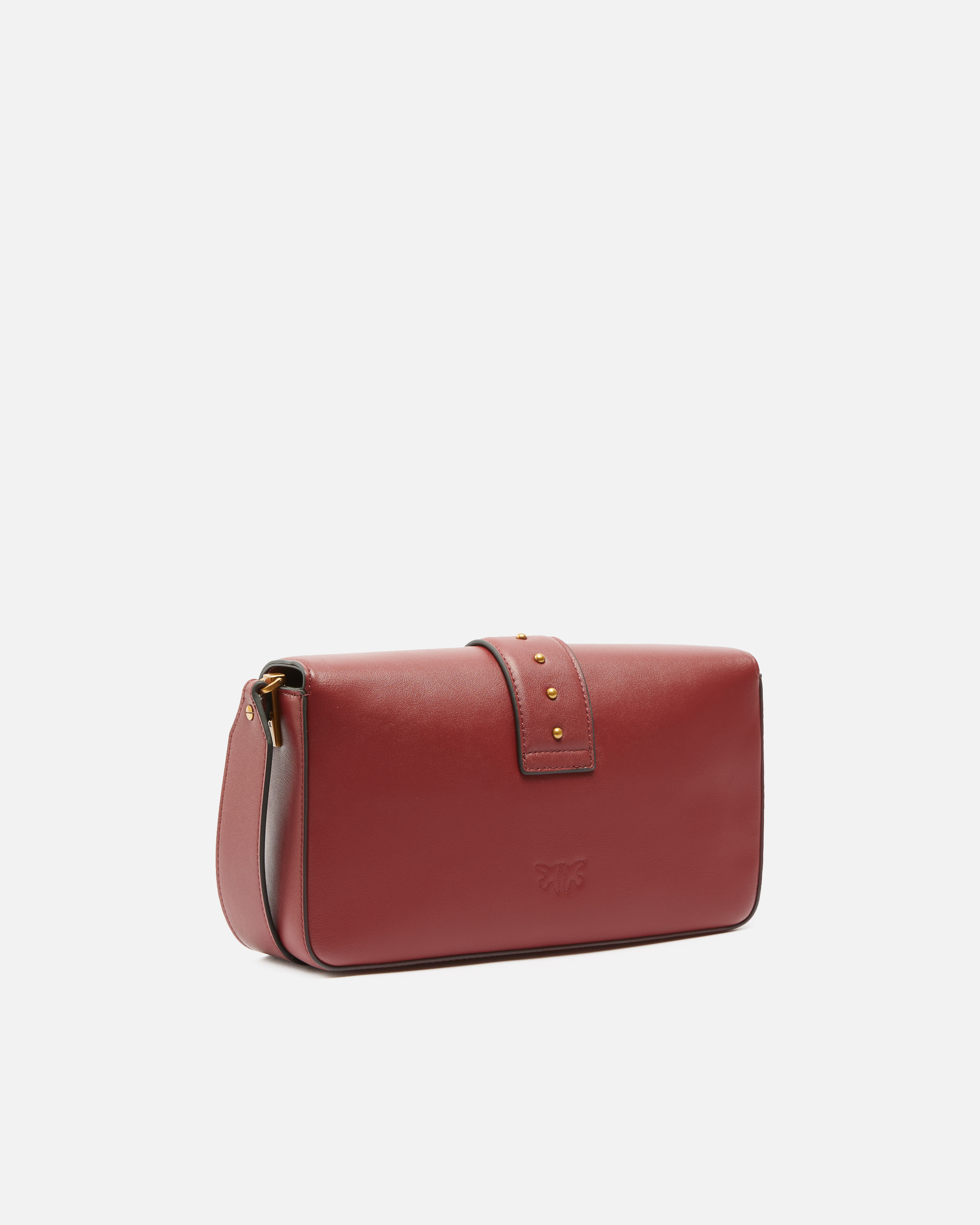 Pinko Love Bag Large Soft Shoulder Bag In Leather In Bordeaux Merlot-or Antique