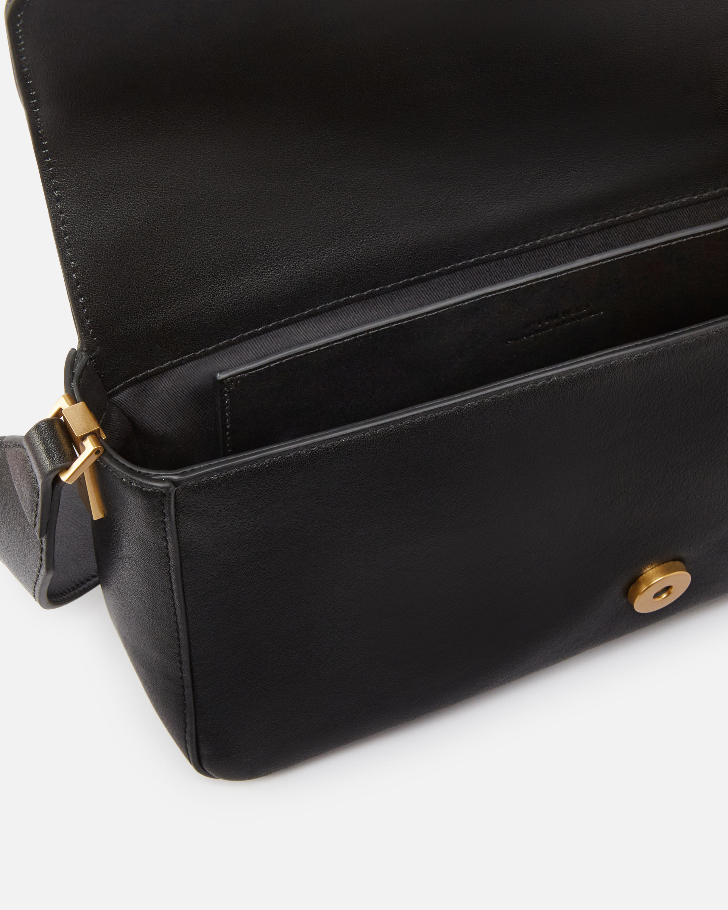 Pinko Soft Leather Love Bag Large Shoulder Bag In Nero-antique Gold