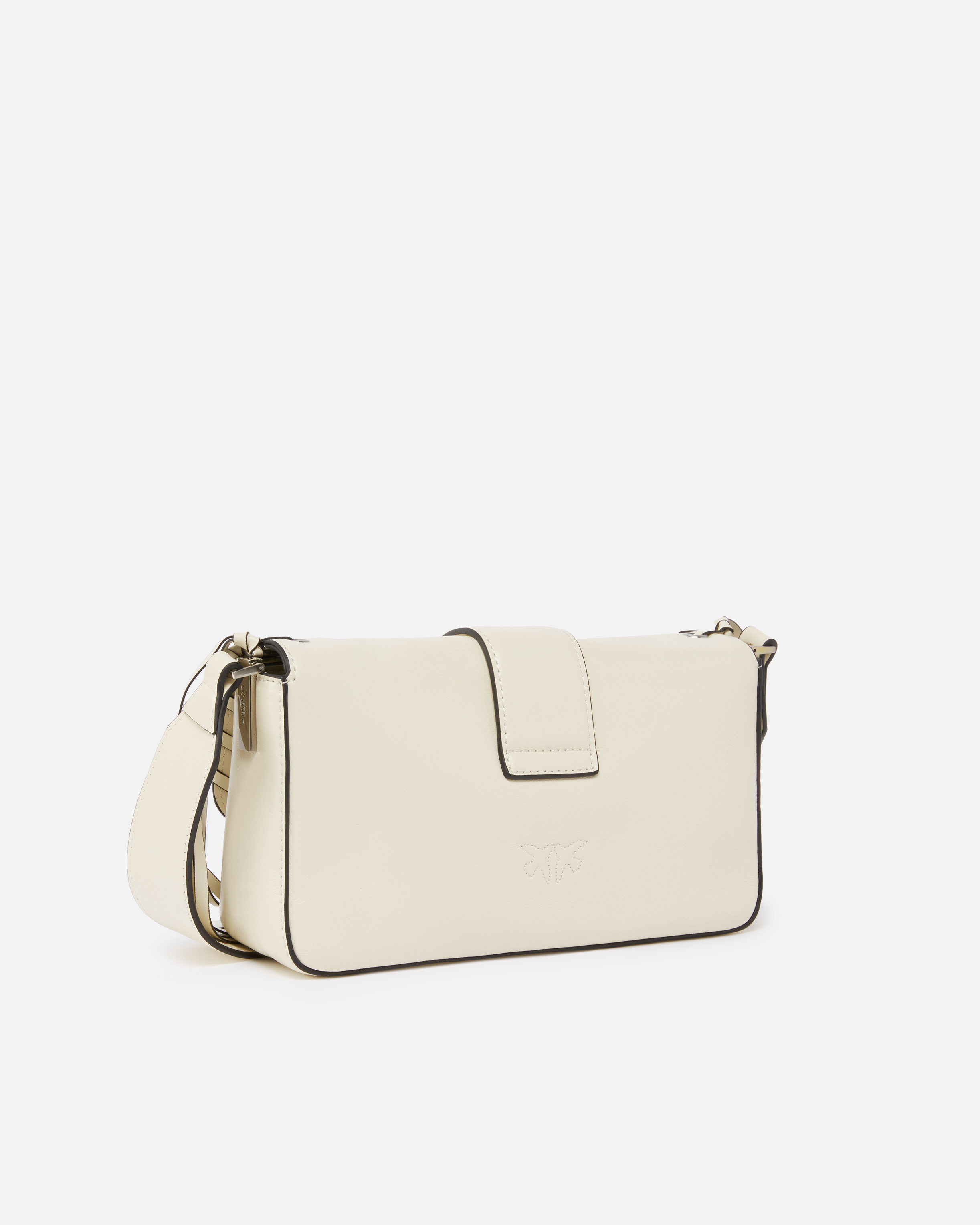 Pinko Soft Love Bag Slouchy Shoulder Bag With Fringes In Bianco Seta-brushed Silver