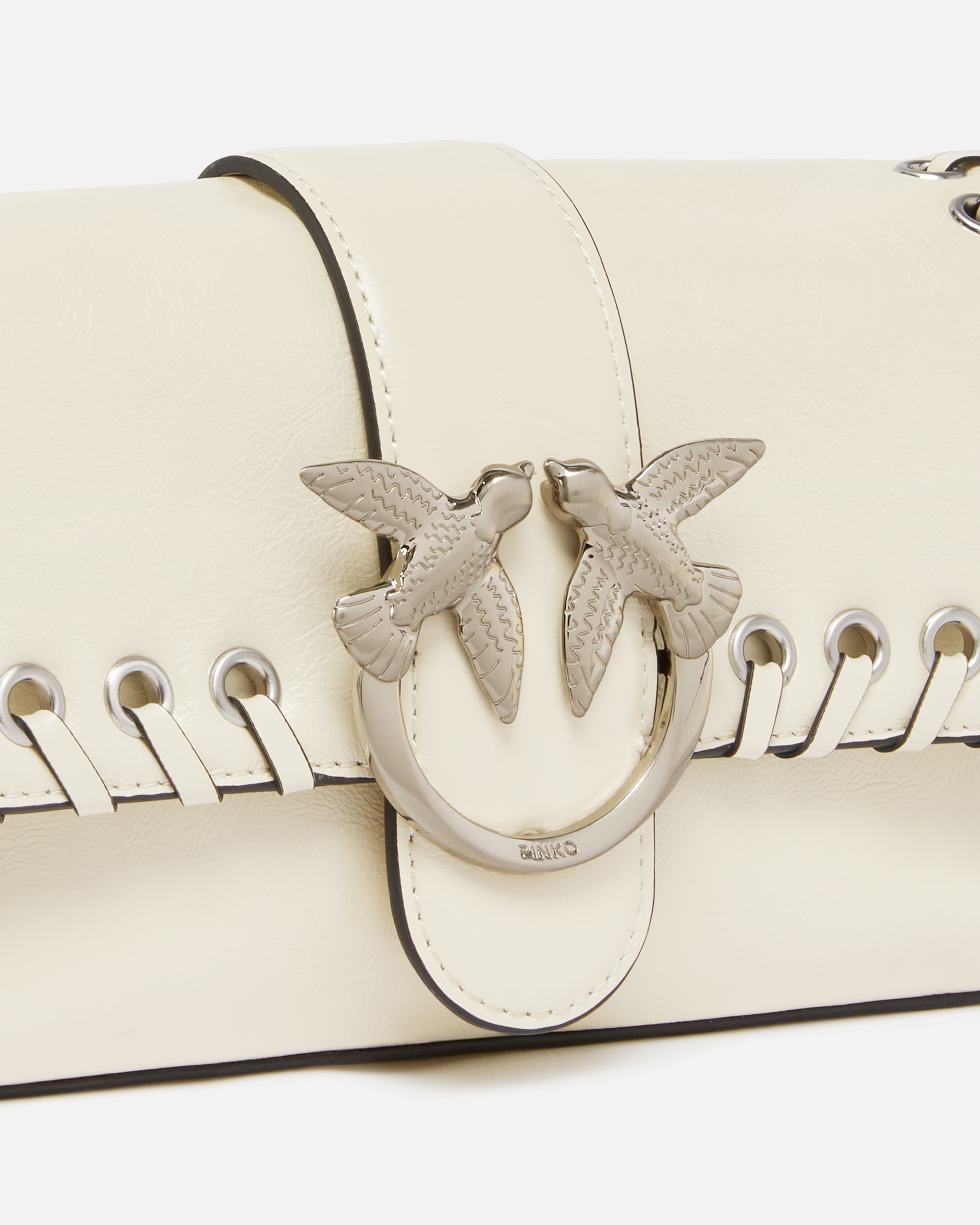 Pinko Soft Love Bag Slouchy Shoulder Bag With Fringes In Bianco Seta-brushed Silver