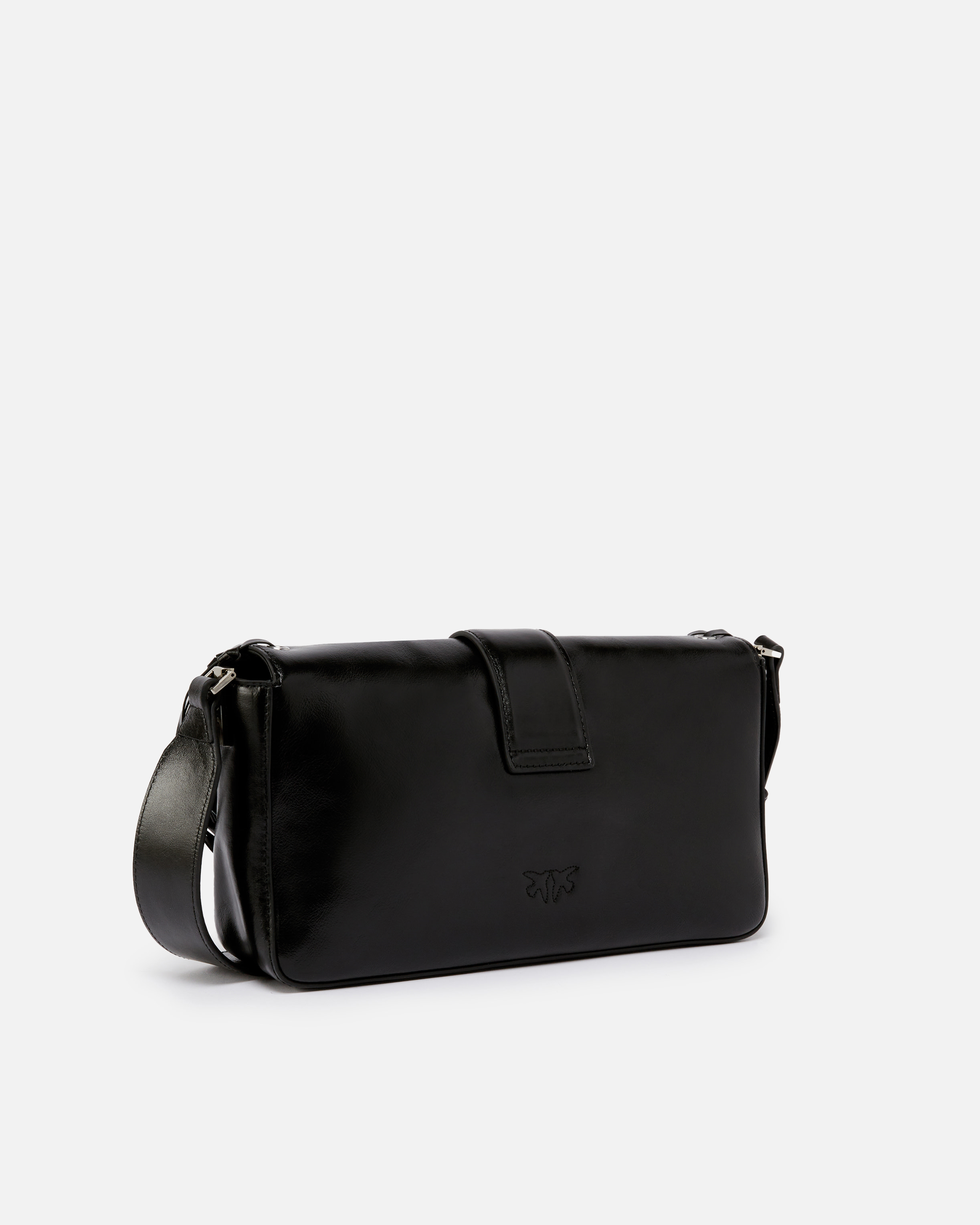 Pinko Soft Love Bag Slouchy Shoulder Bag With Fringes In Nero Limousine-brushed Silver