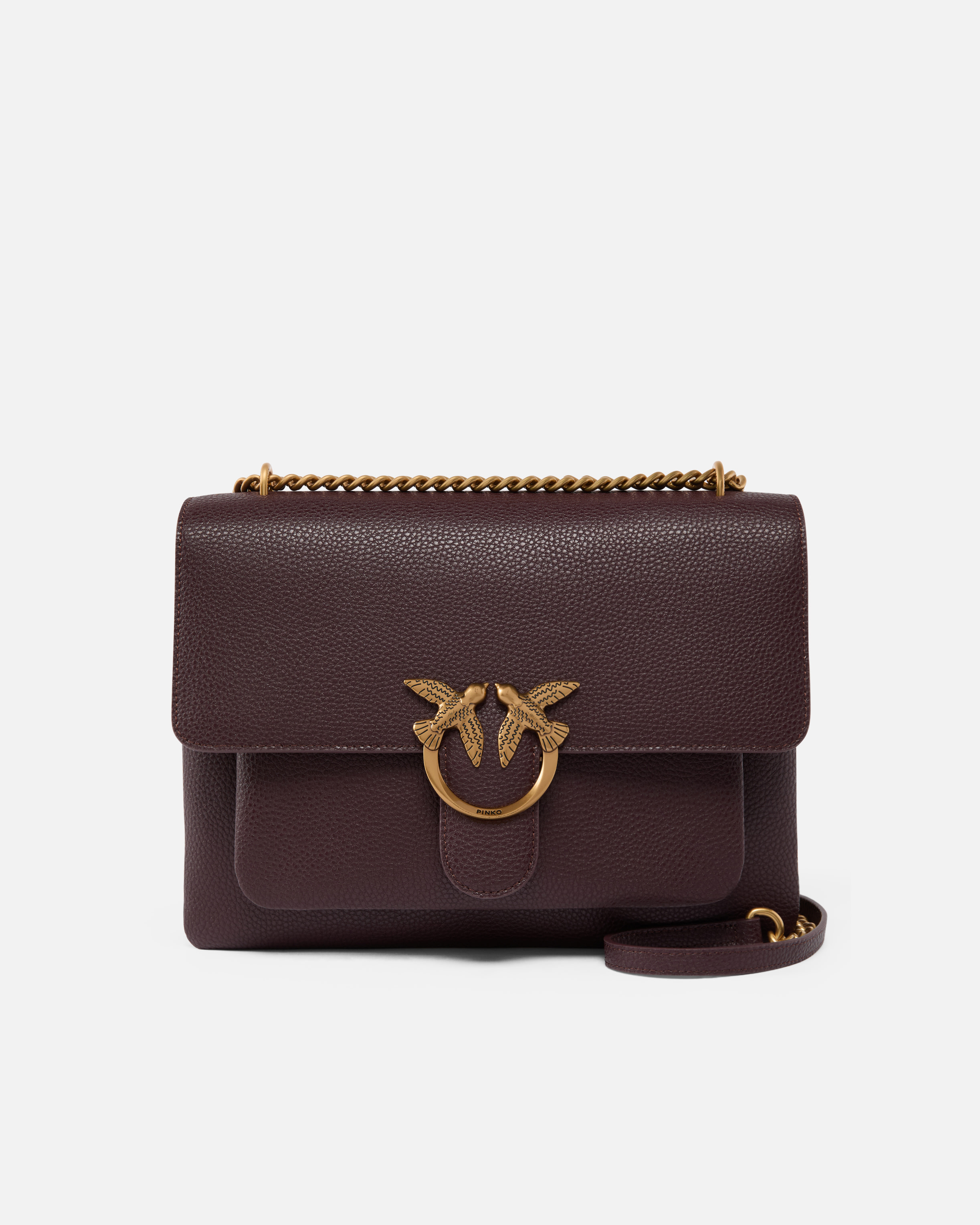 Pinko Love Bag Large Soft Crossbody Bag In Catawba Grape-antique Gold