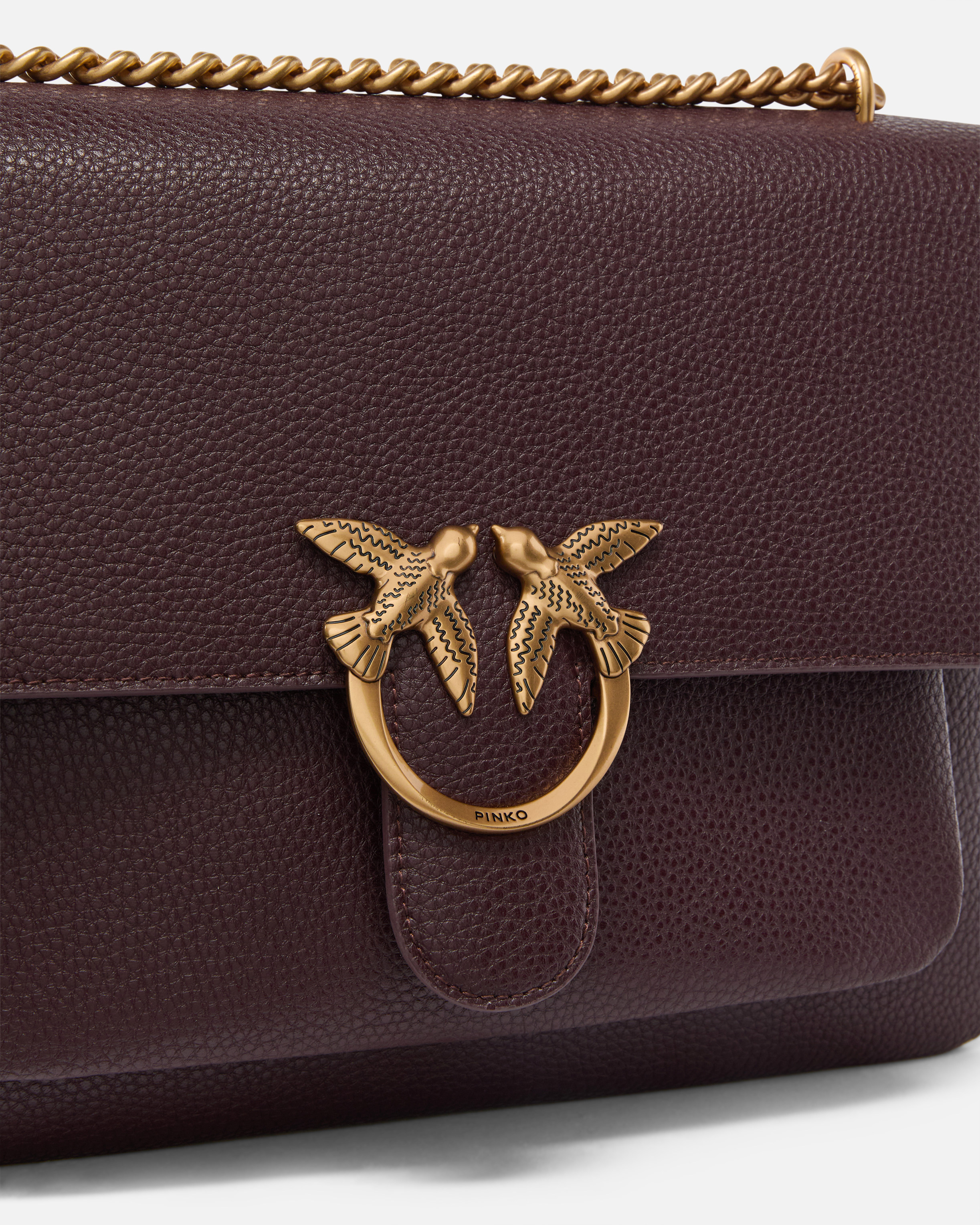 Pinko Love Bag Large Soft Crossbody Bag In Catawba Grape-antique Gold
