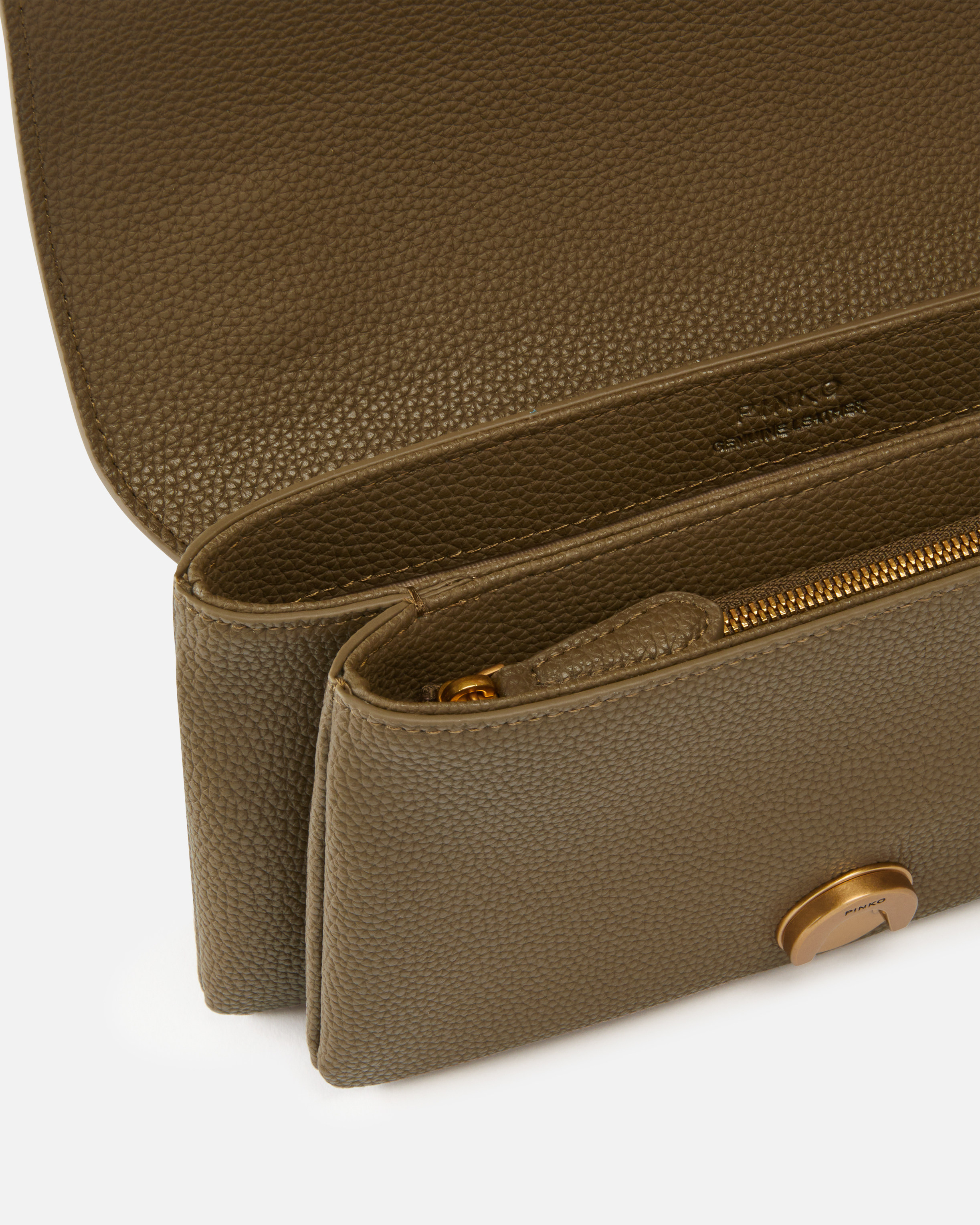 Pinko Love Bag Crossbody Bag In Soft Leather In Scricciolo-antique Gold