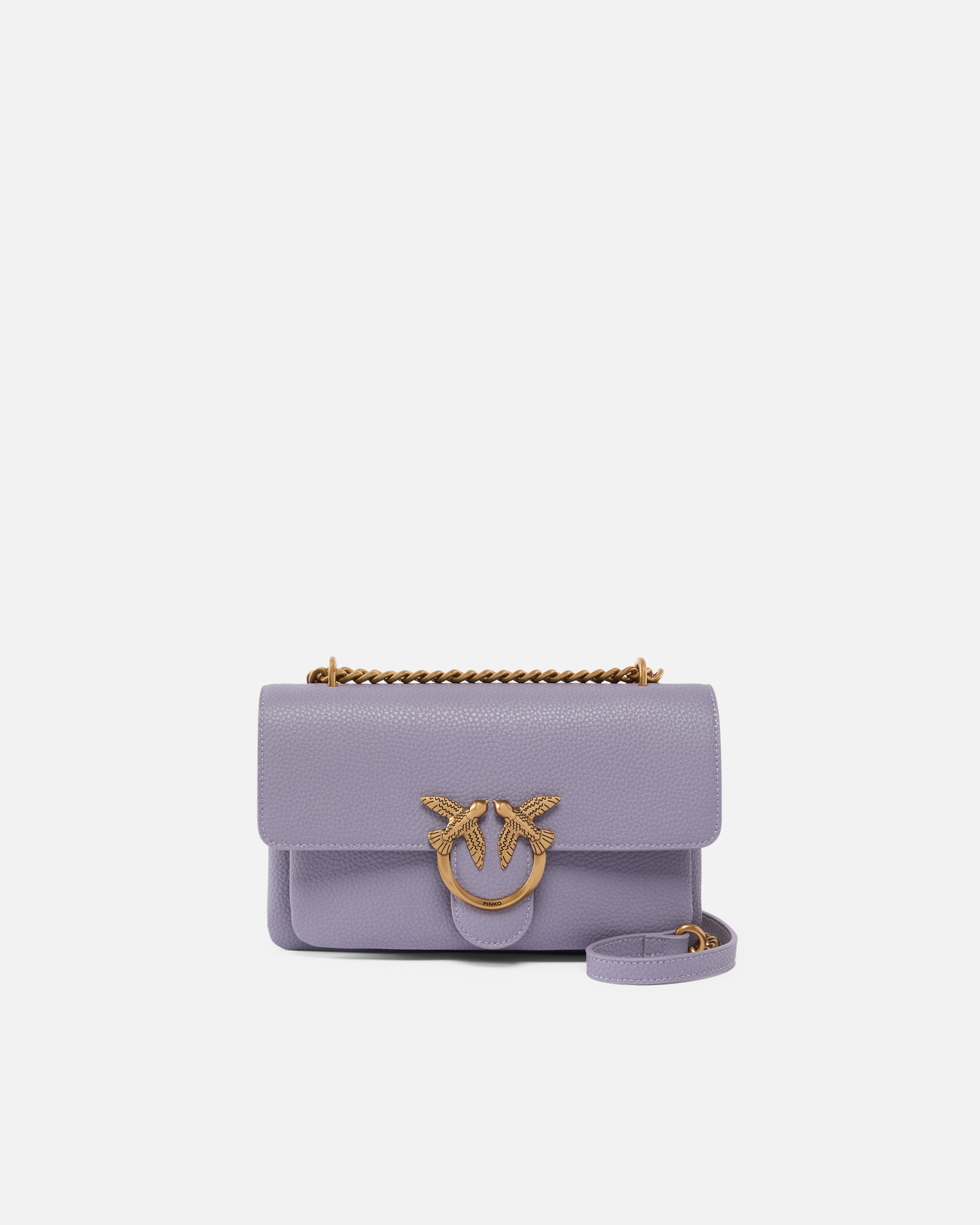 Pinko Love Bag Crossbody Bag In Soft Leather In Ash Purple-antique Gold