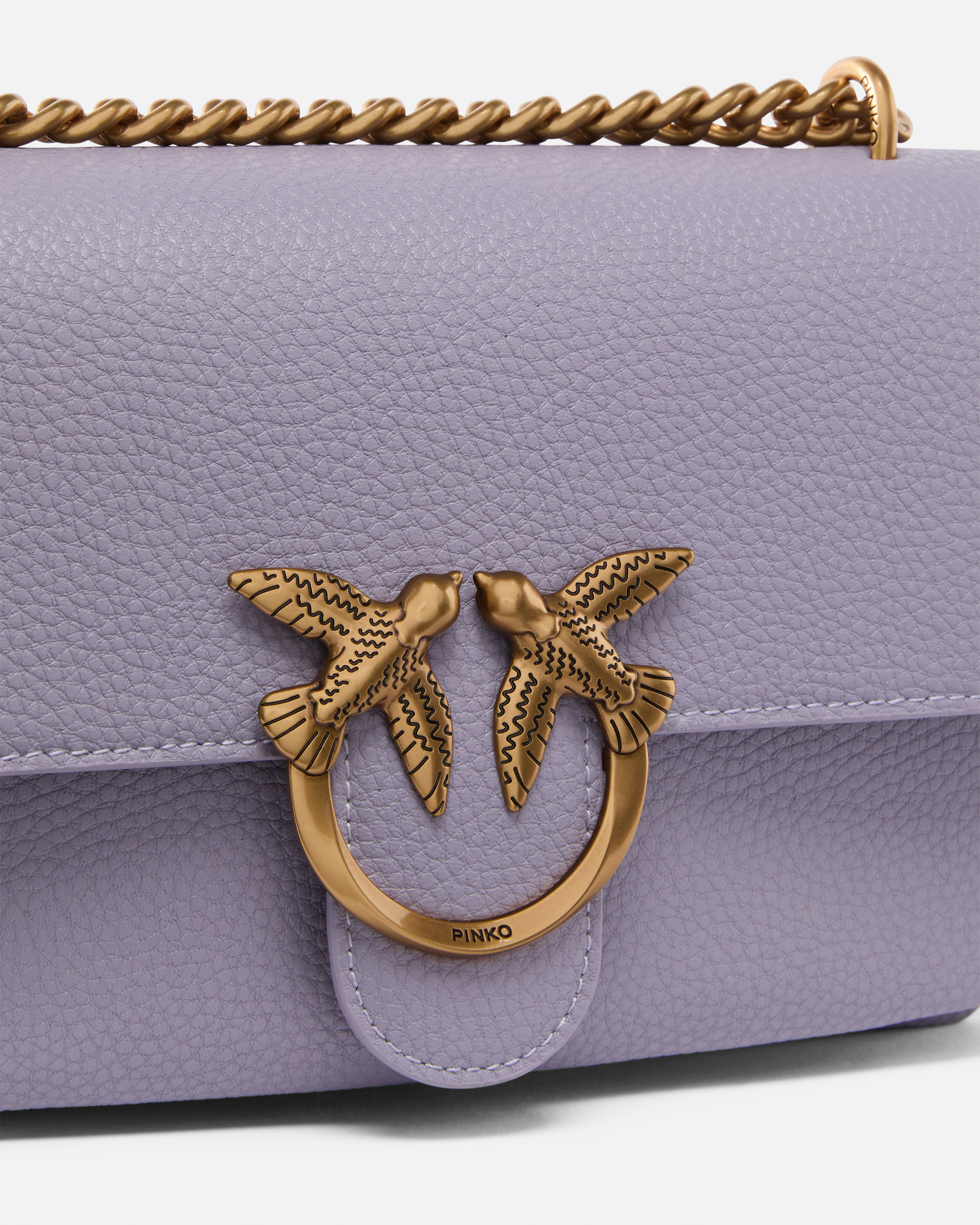 Pinko Love Bag Crossbody Bag In Soft Leather In Ash Purple-antique Gold