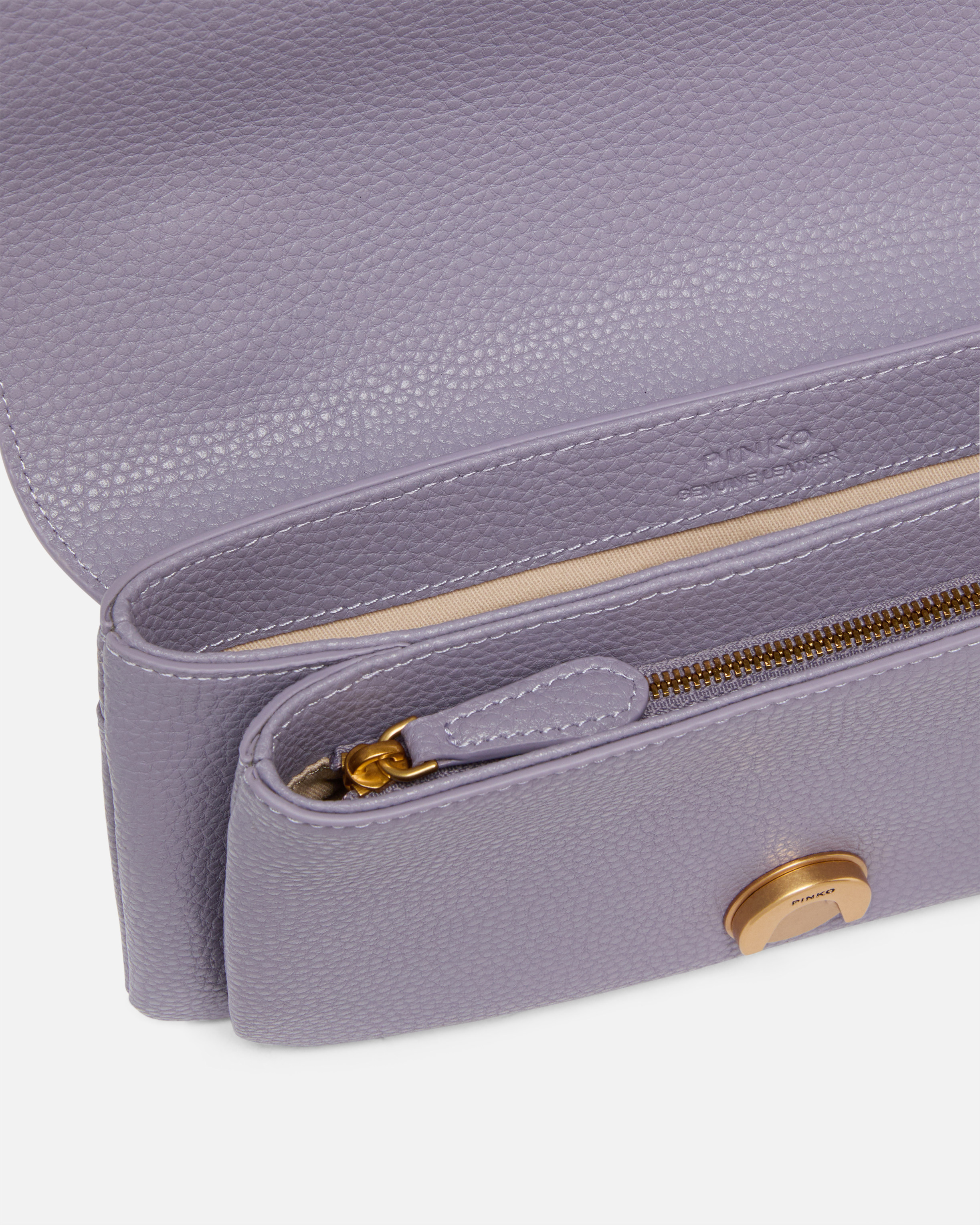 Pinko Love Bag Crossbody Bag In Soft Leather In Ash Purple-antique Gold