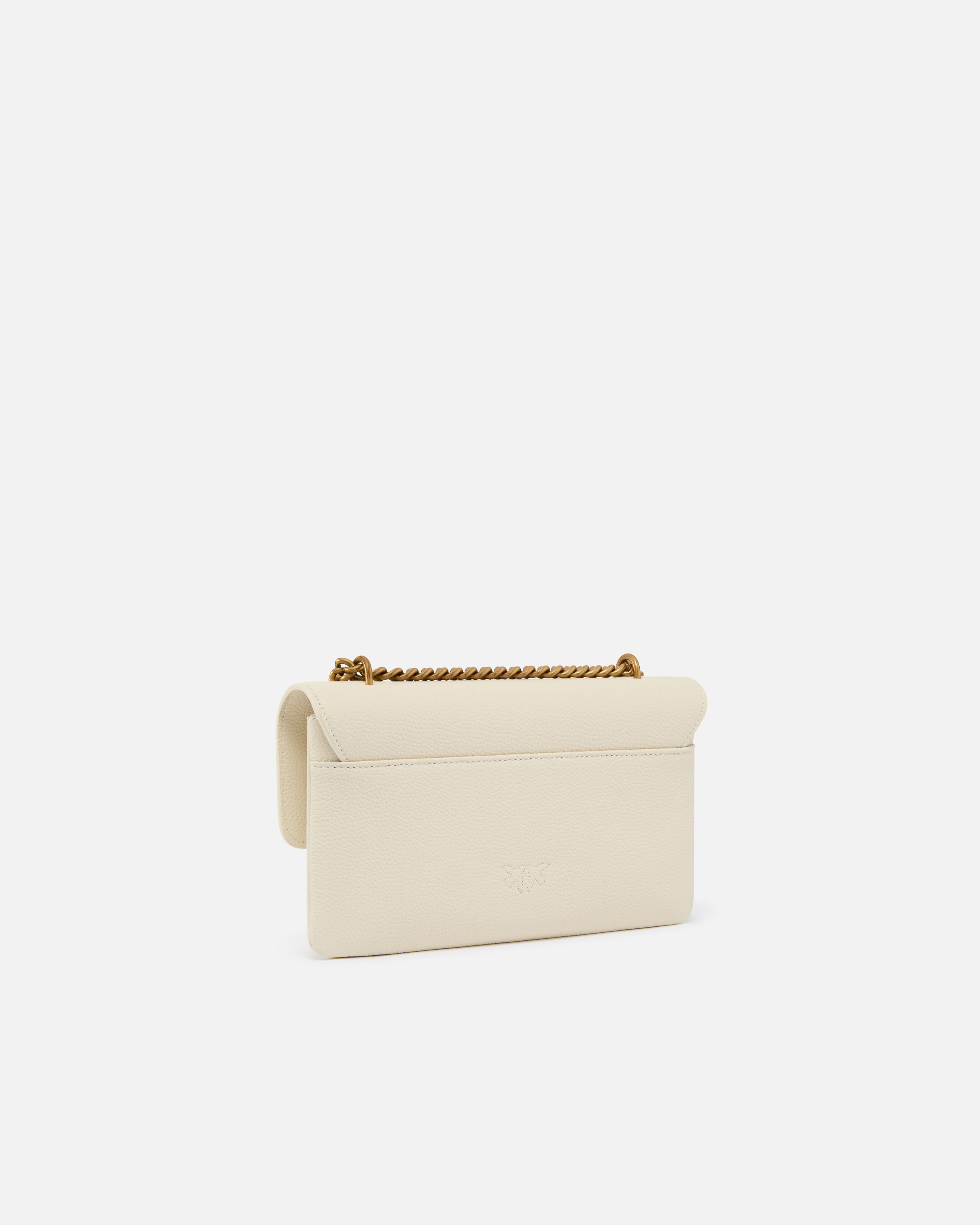 Pinko Small Crossbody Love Bag In Soft Leather In White+white-antique Gold