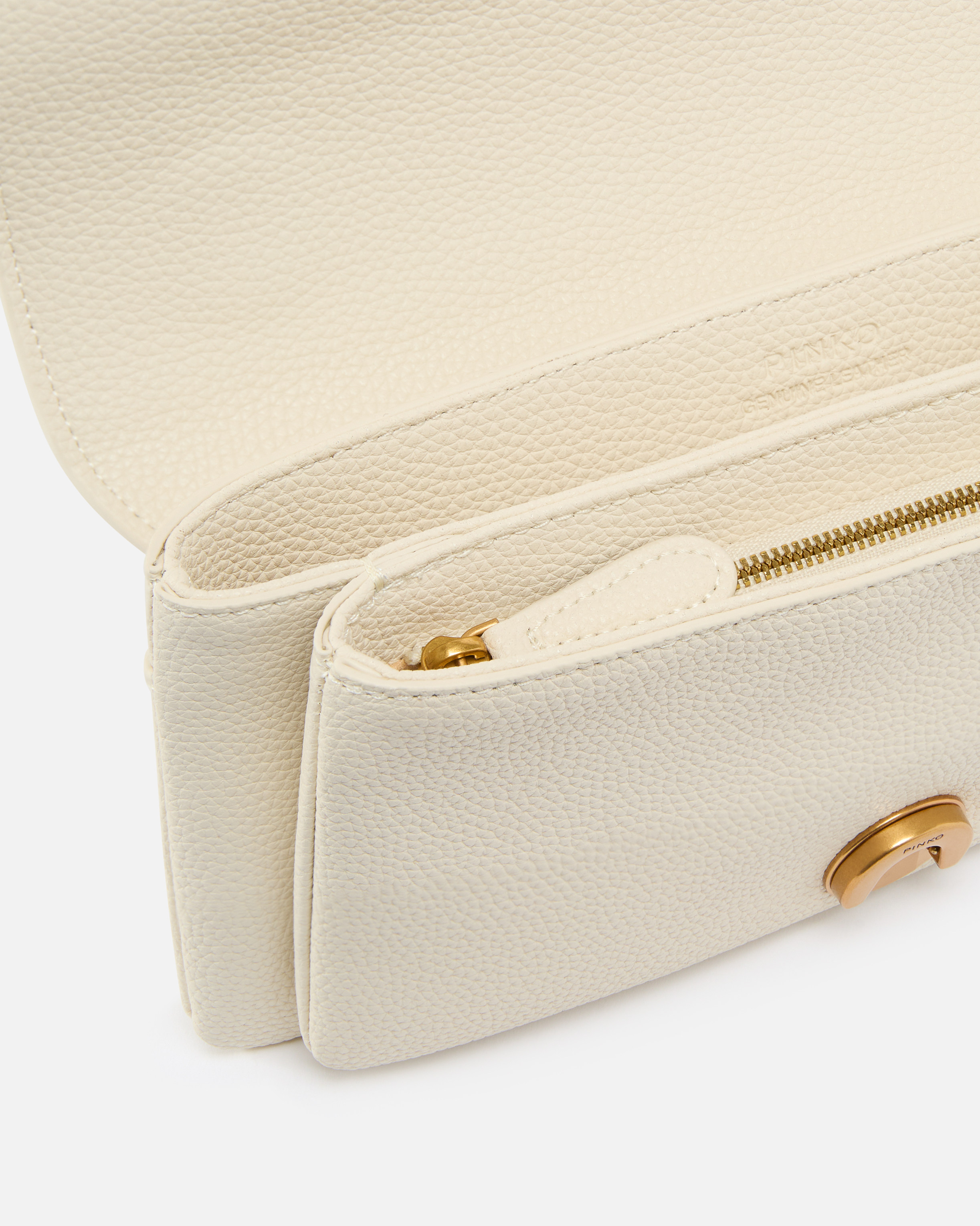 Pinko Small Crossbody Love Bag In Soft Leather In White+white-antique Gold