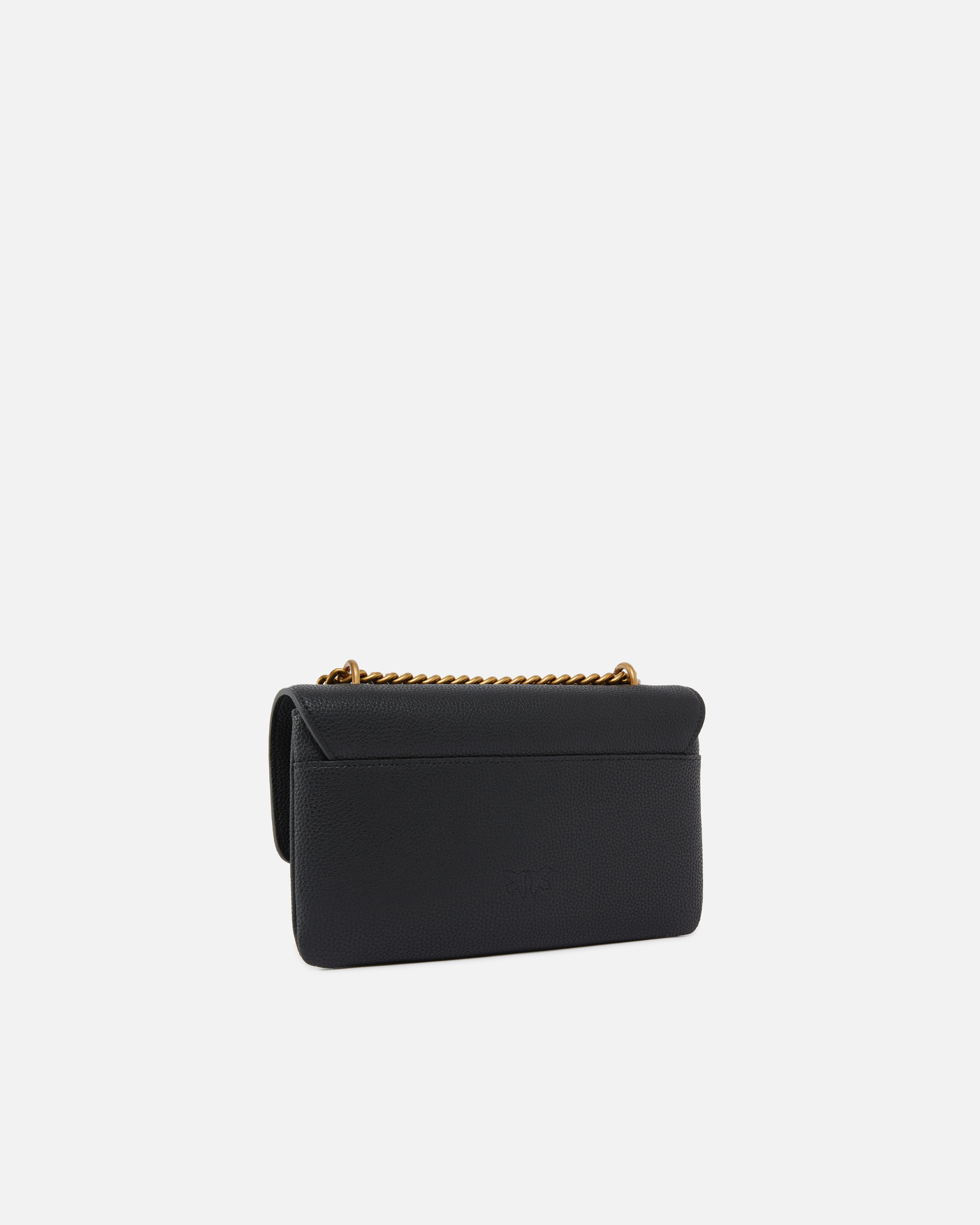Pinko Mini Love Bag Soft Shoulder Bag In Leather In Black-antique Gold