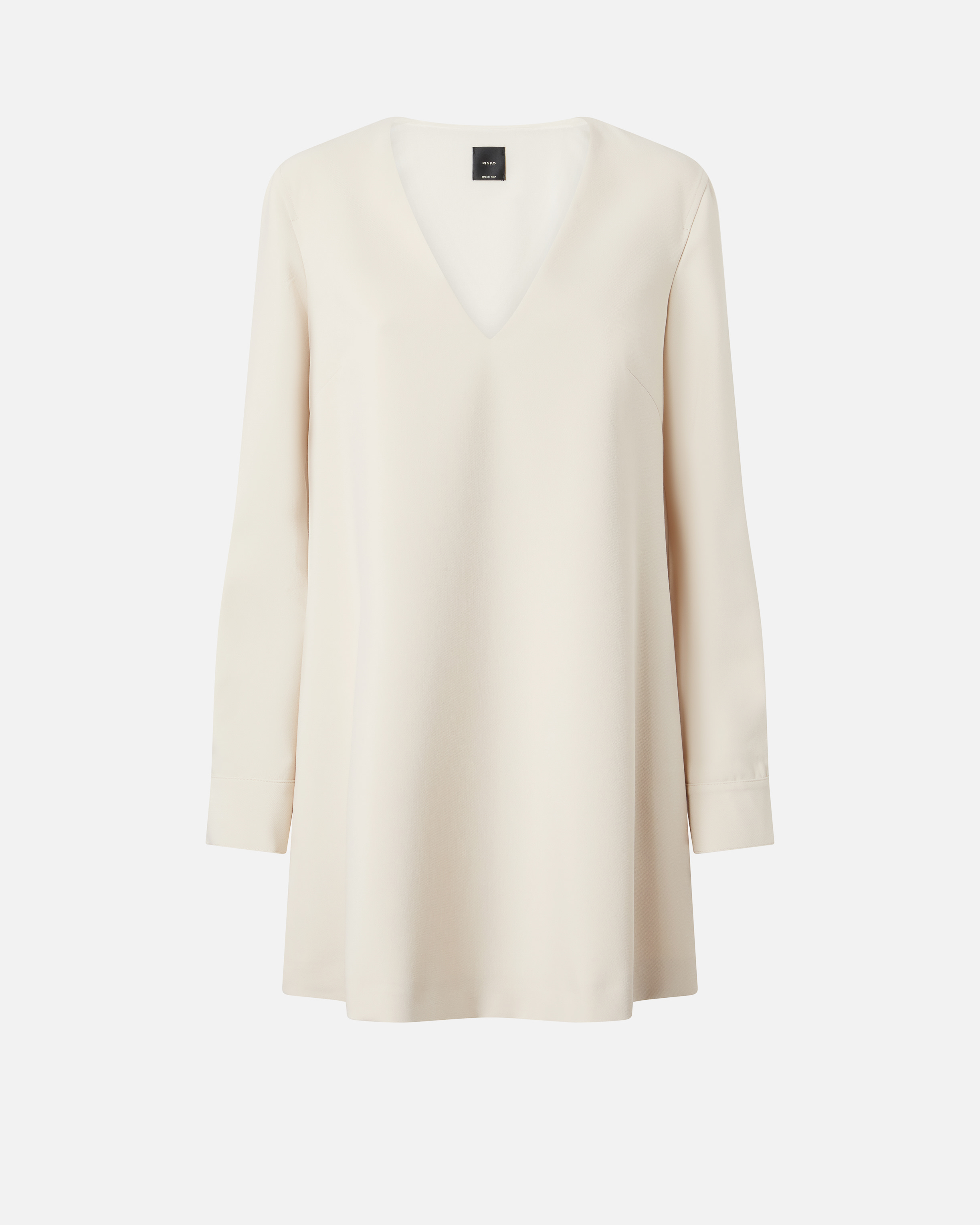 Pinko V-neck Technical Fabric Mini Dress In Beige Brouillard