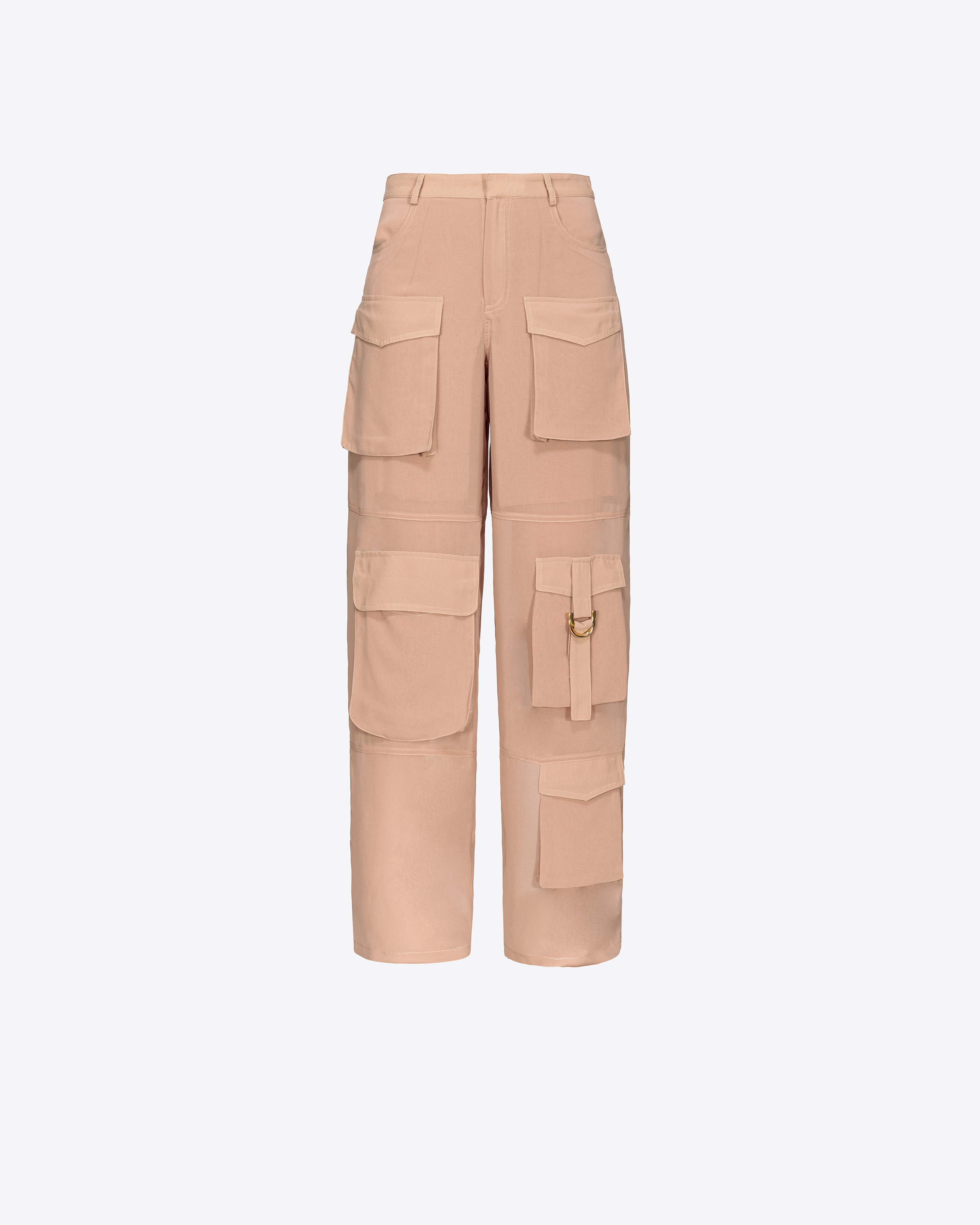 Pinko Georgette Cargo Trousers In Neutral