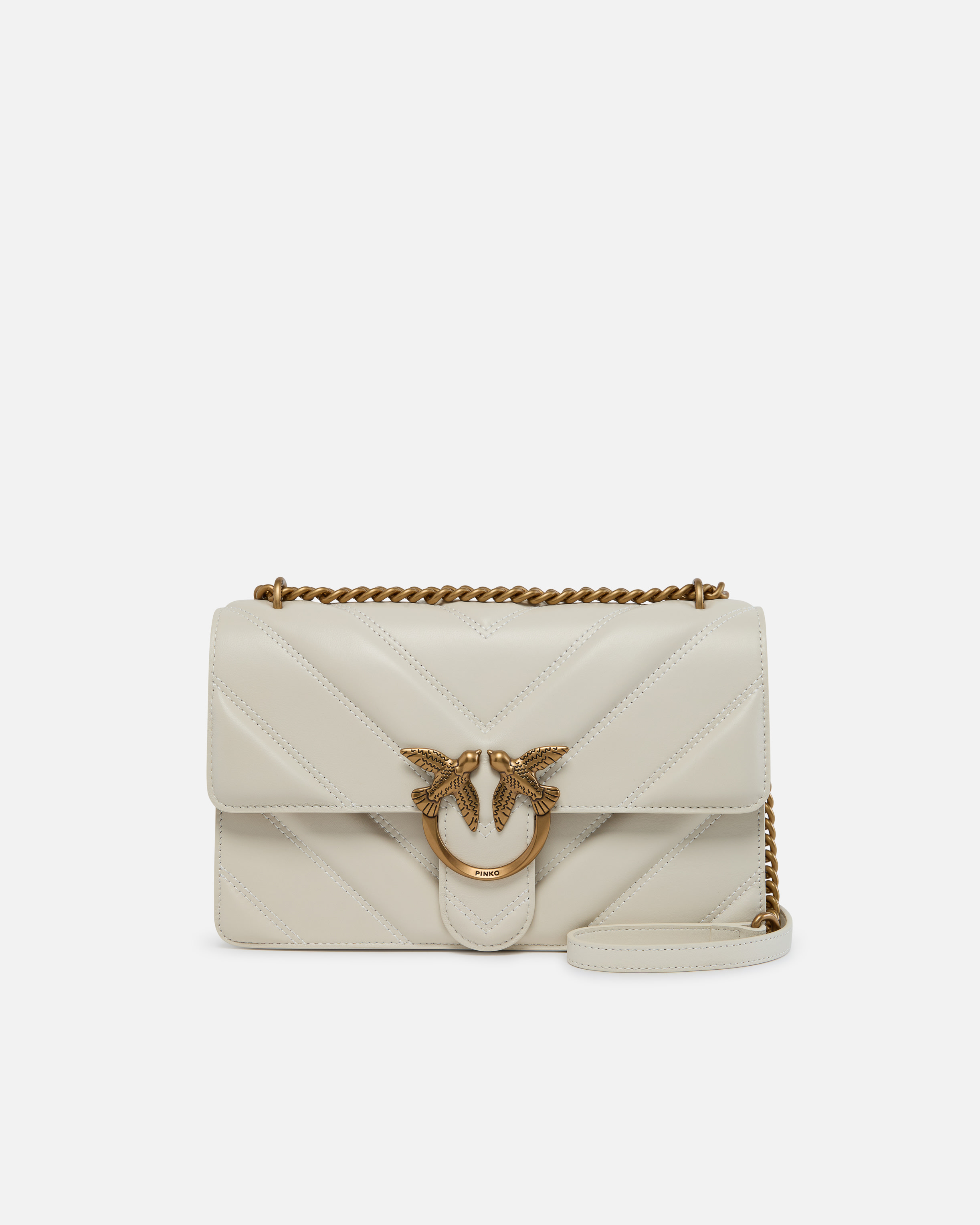 Love Bag quilted crossbody bag with chevron motif and logo