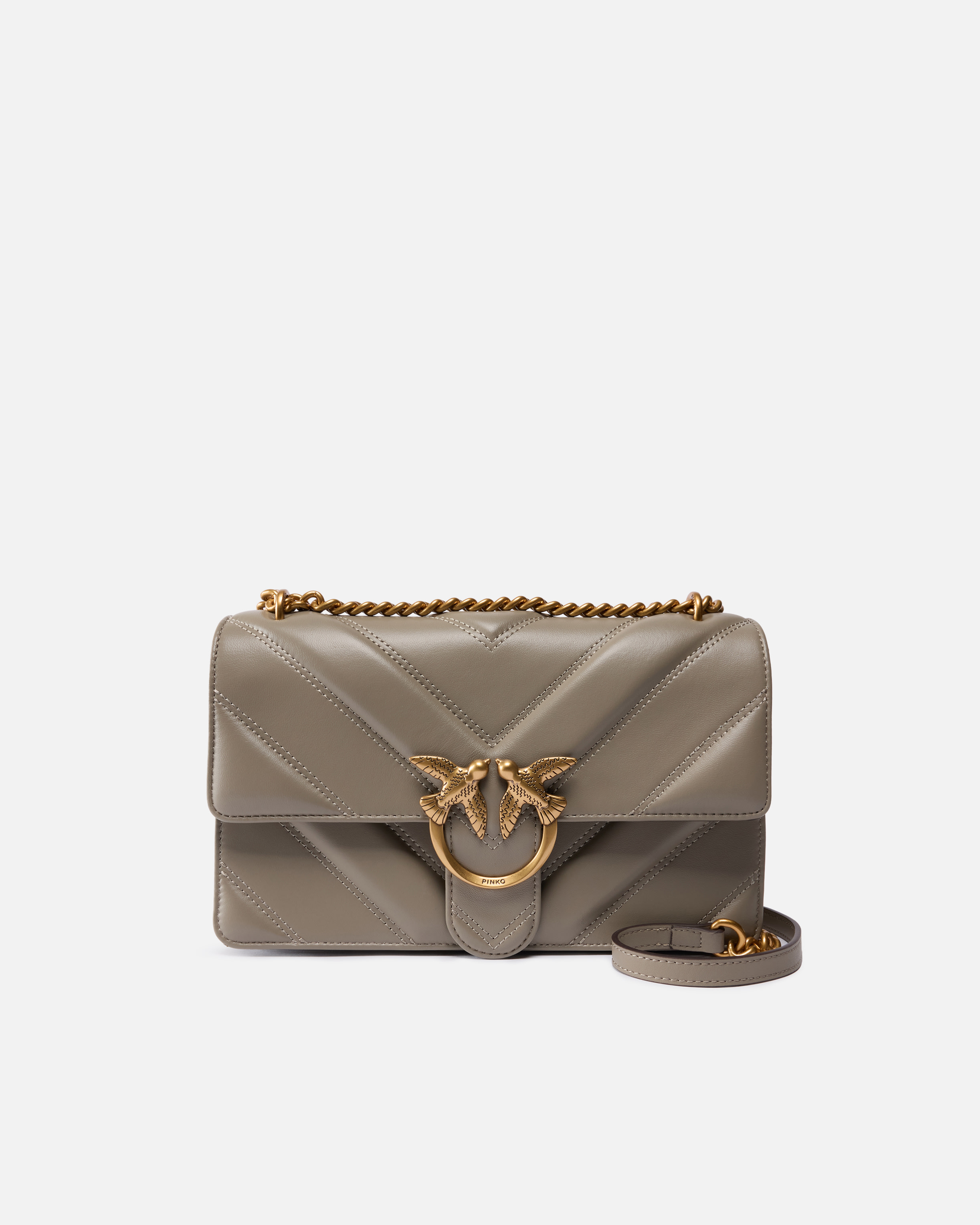 Pinko Love Bag One Light Medium Handbag In Chevron Nappa Leather