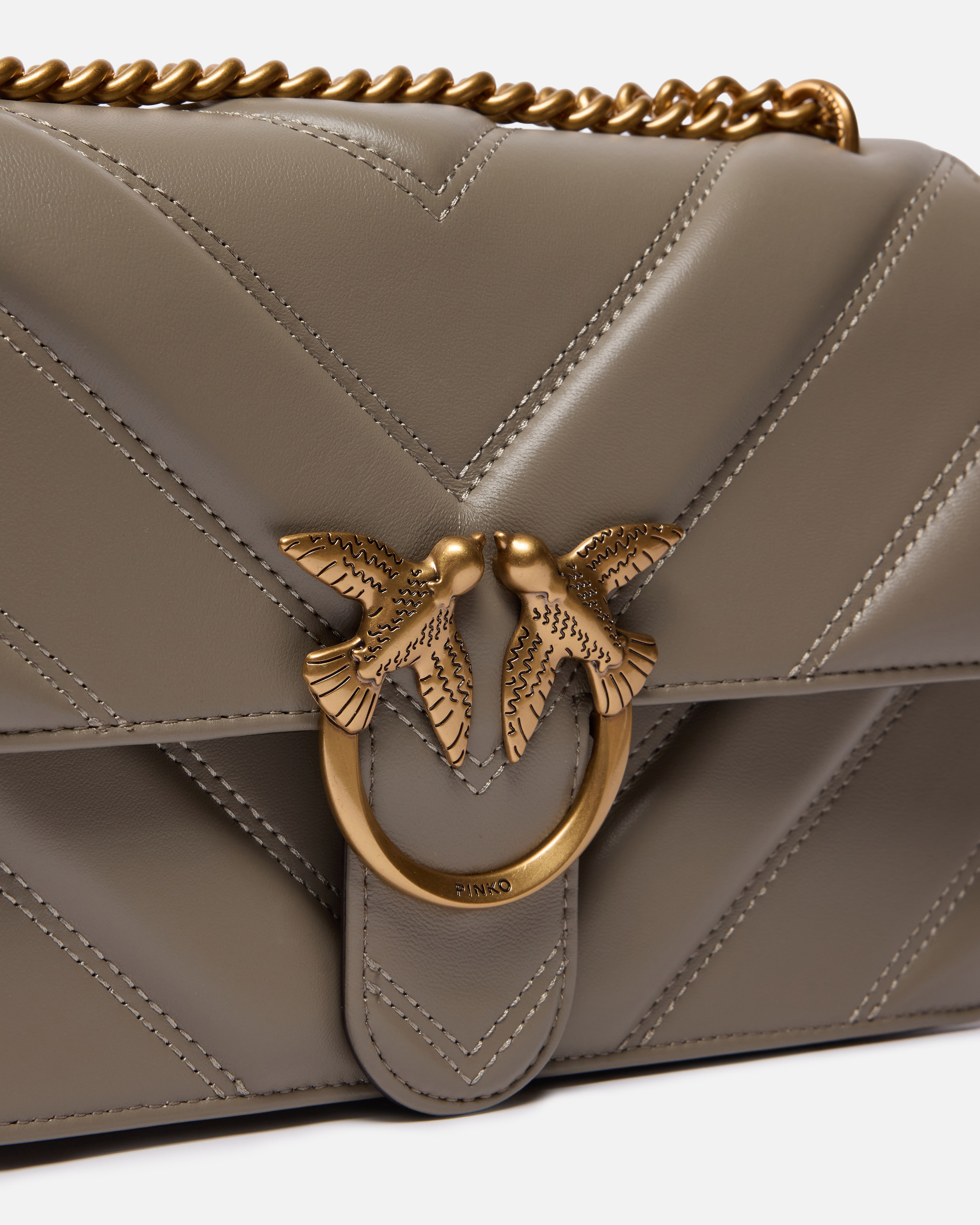 Pinko Love Bag One Light Medium Handbag In Chevron Nappa Leather