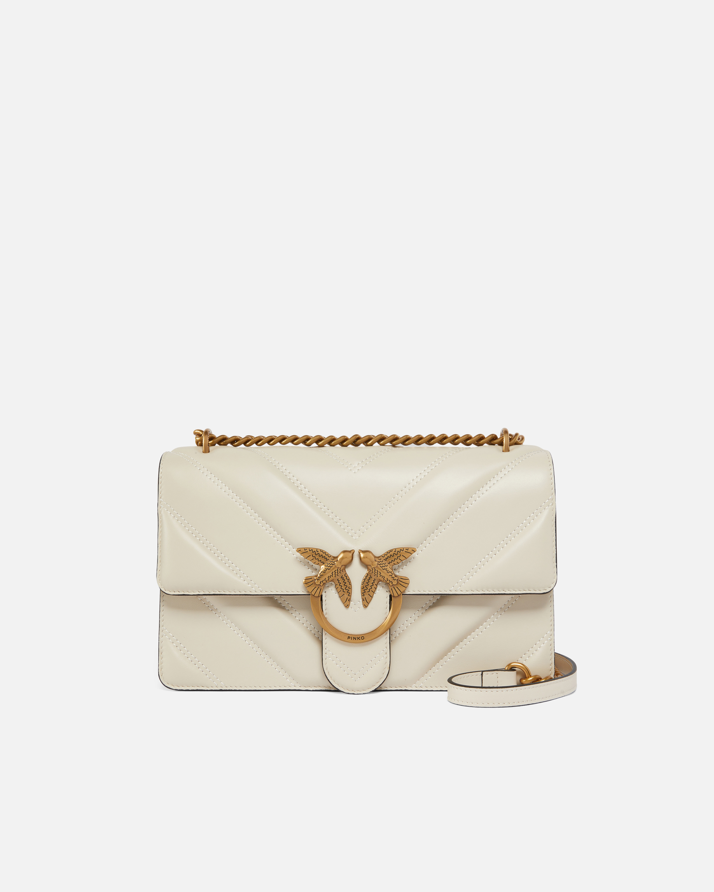Pinko Love Bag One Light Medium Handbag In Chevron Nappa Leather In Multi