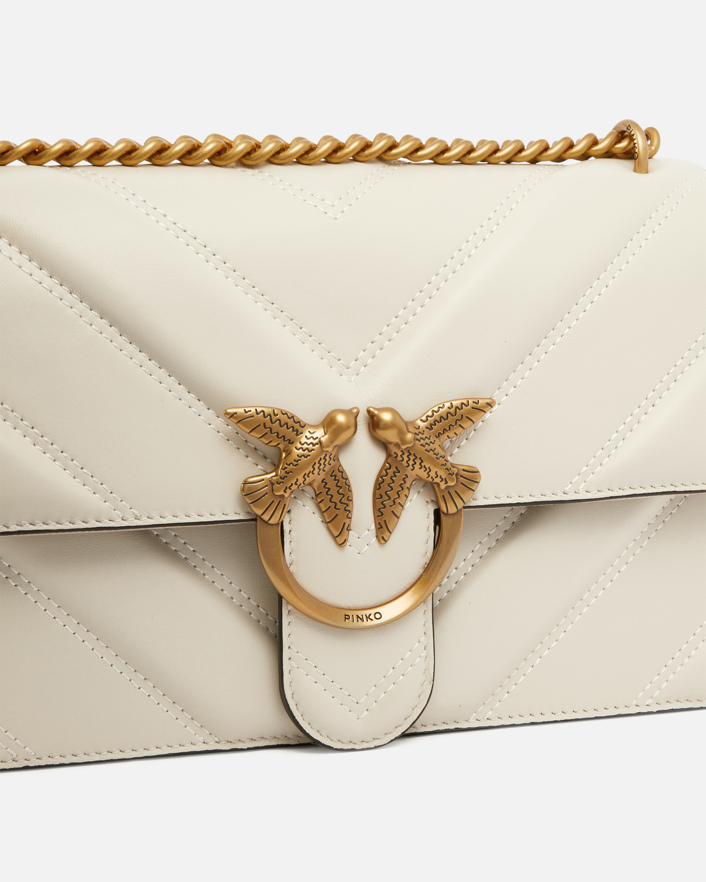 Pinko Love Bag One Light Medium Handbag In Chevron Nappa Leather In Multi