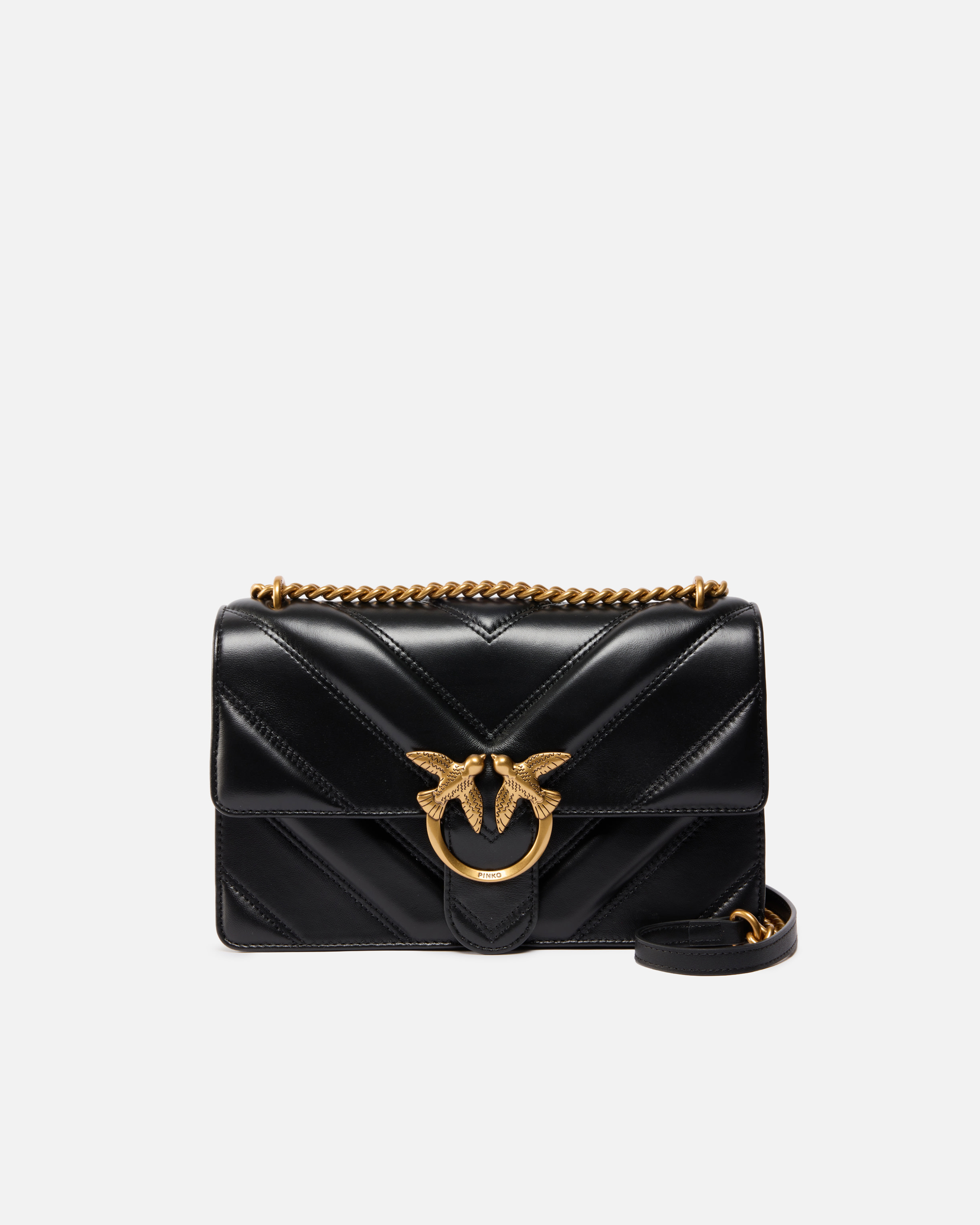 Pinko Love Bag One Light Medium Handbag In Chevron Nappa Leather In Multi