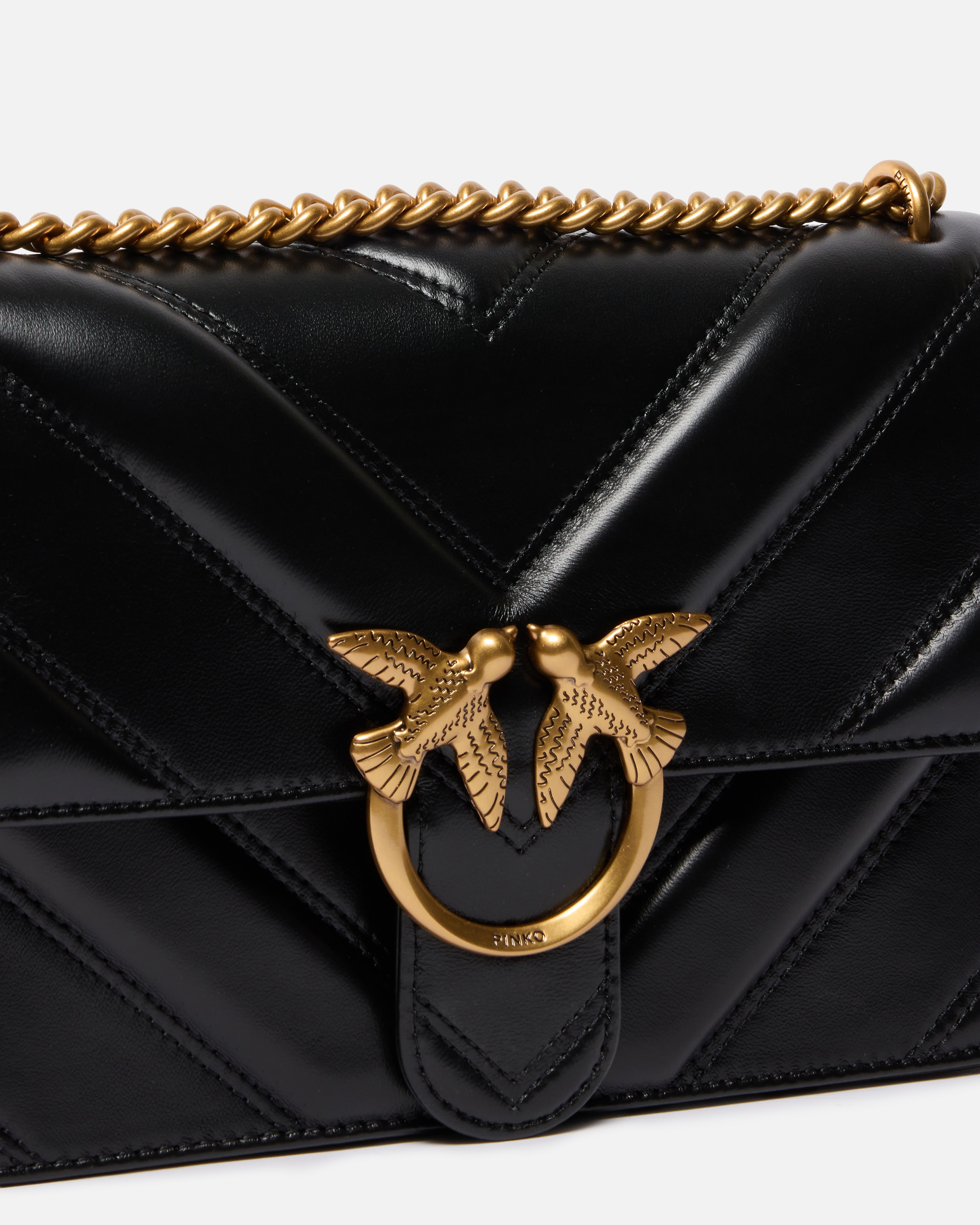 Pinko Love Bag One Light Medium Handbag In Chevron Nappa Leather In Multi