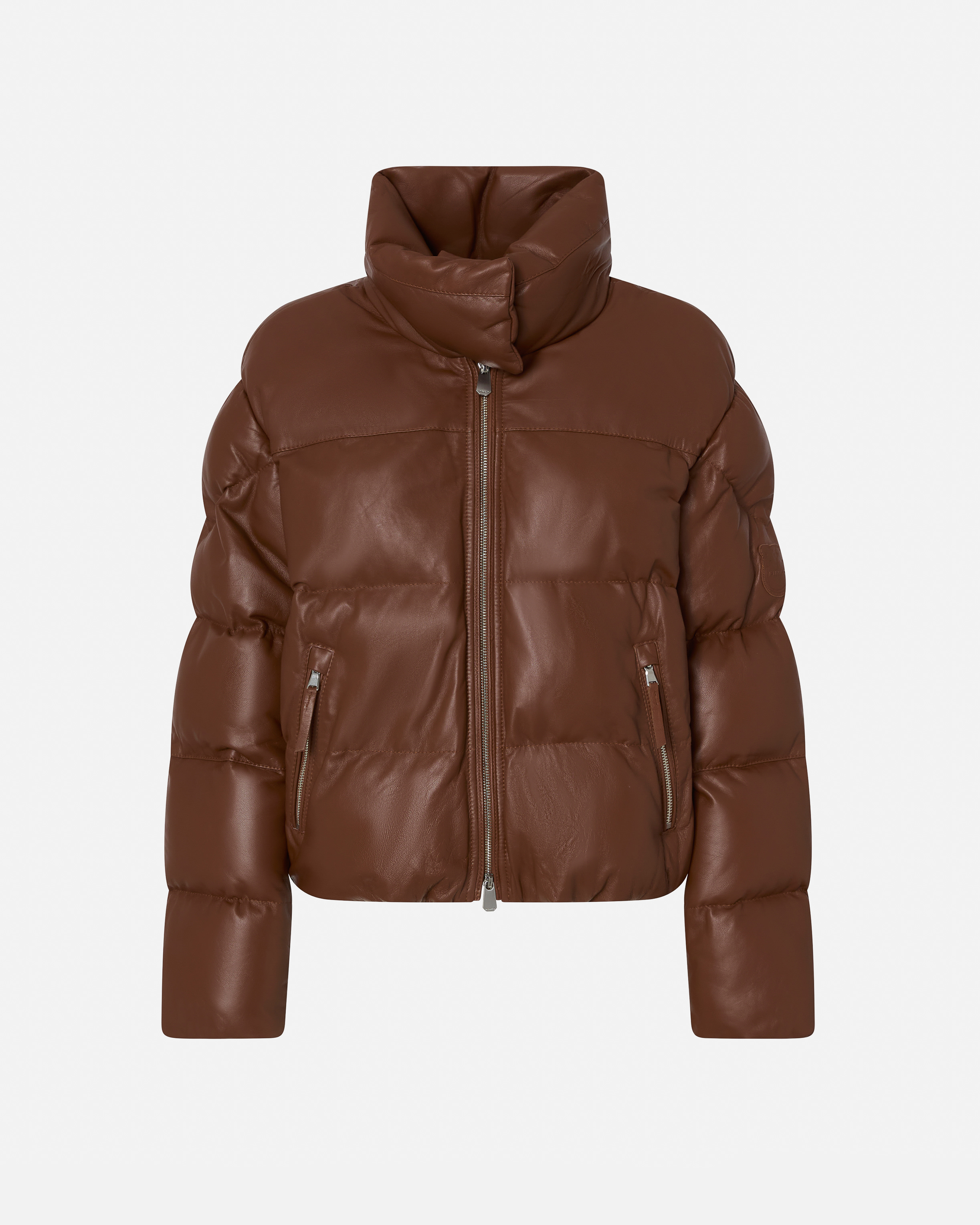 Short padded leather high-neck jacket PINKO → Shop Online Short padded leather high-neck jacket PINKO → Shop Online