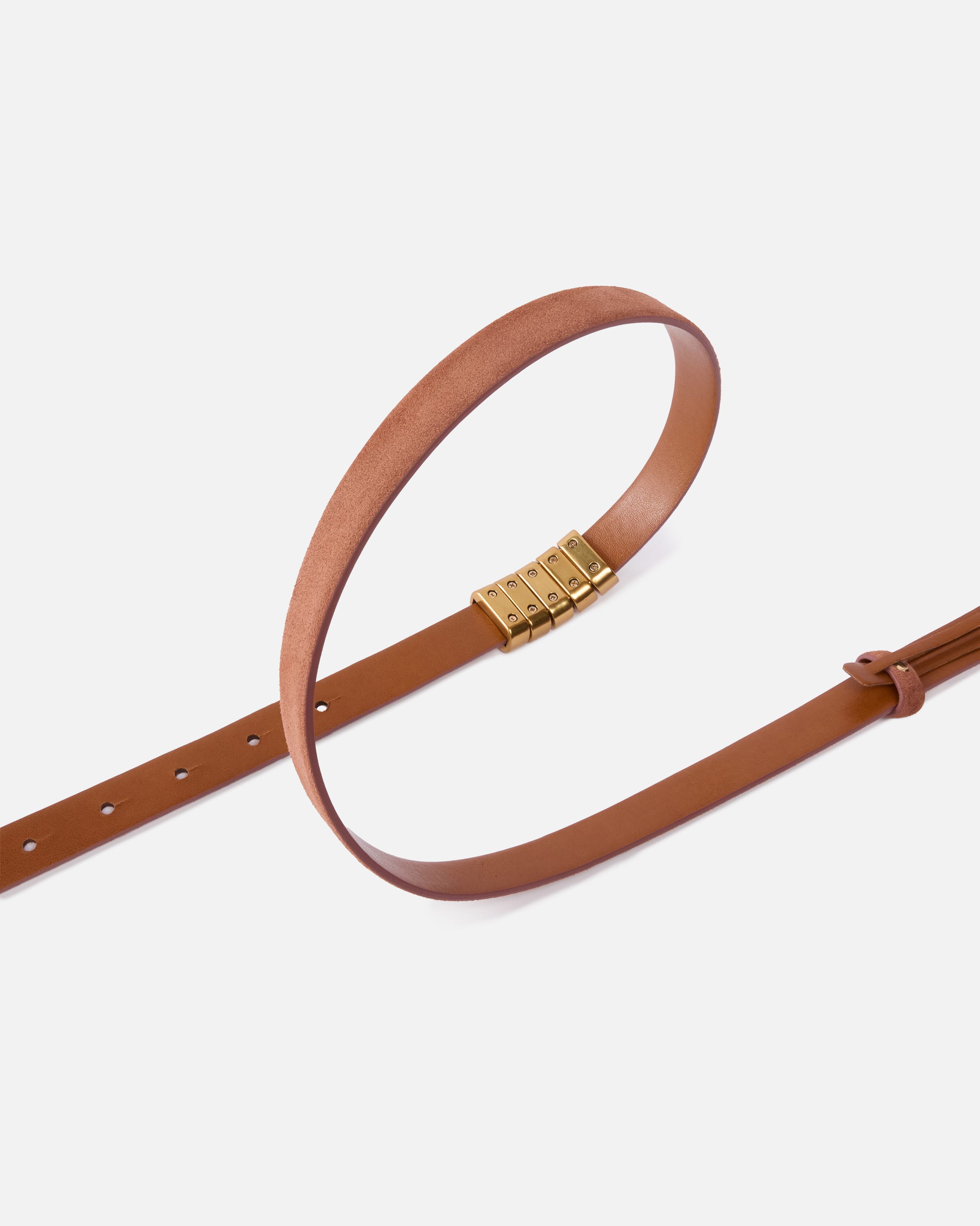 Pinko Thin Suede Belt With Logo-branded Rings In Arabic-mix Gal. Gold-nikel
